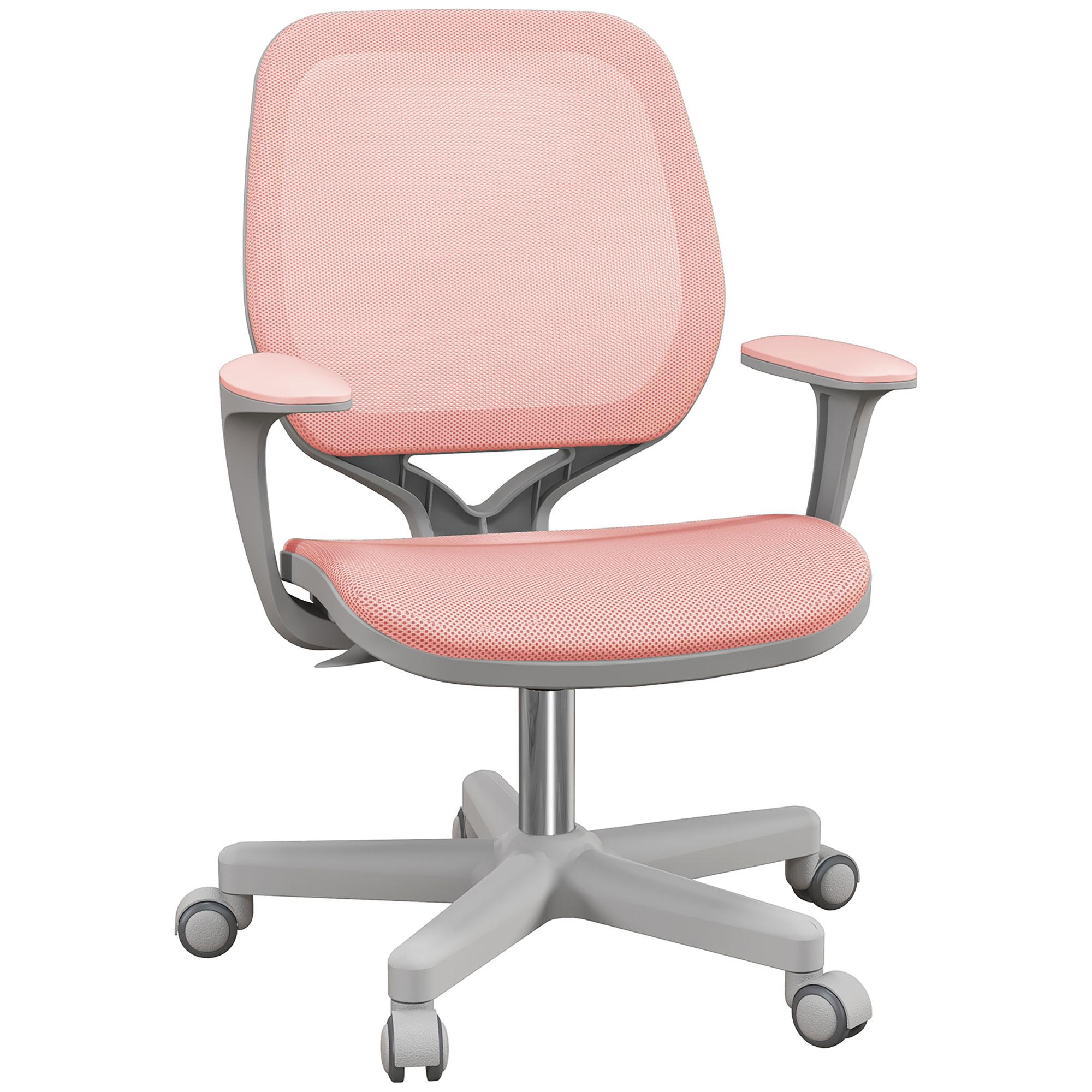 Pink Mesh Swivel Chair with Adjustable Height for Desks