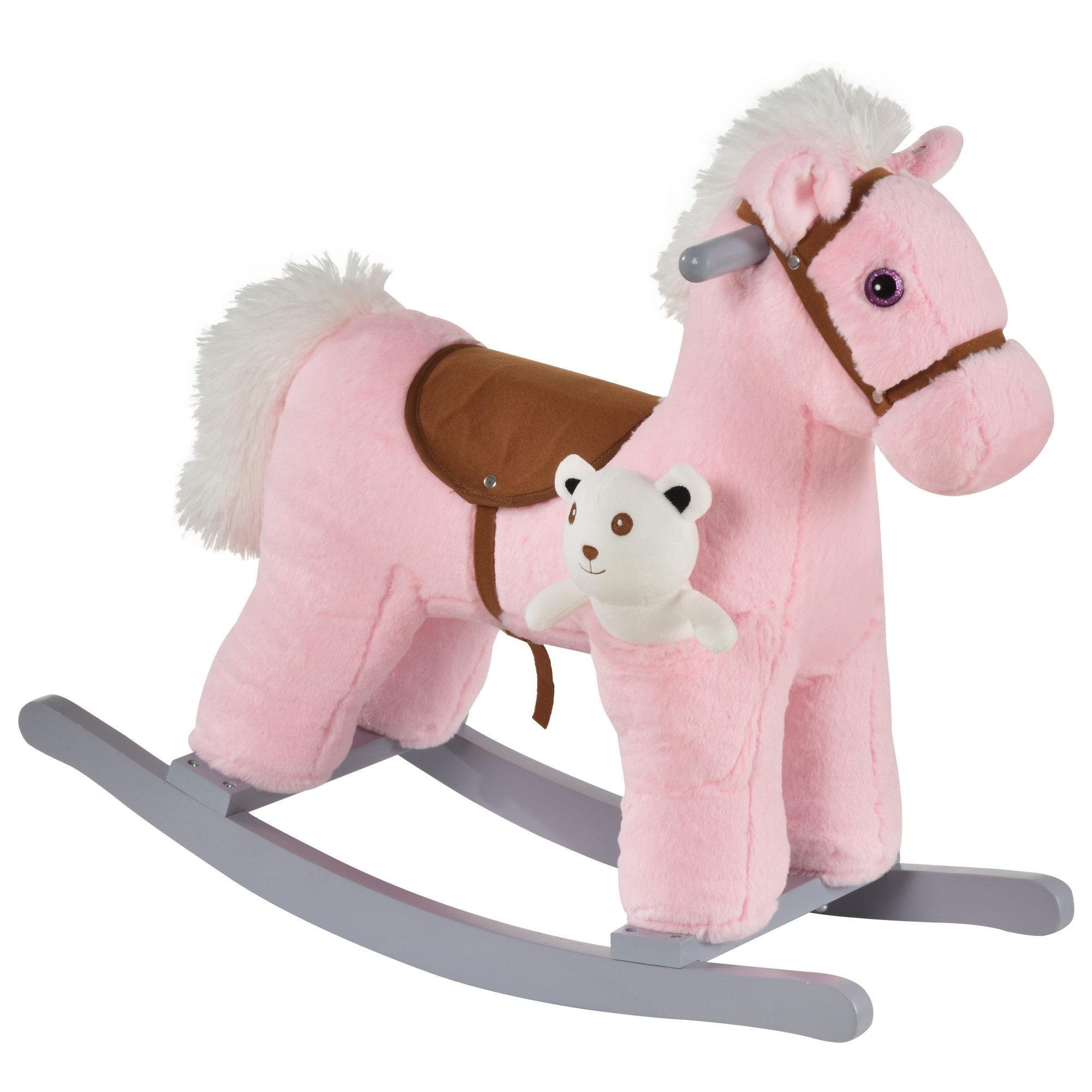 Pink Plush Horse Rocker with Press-Ear Sounds