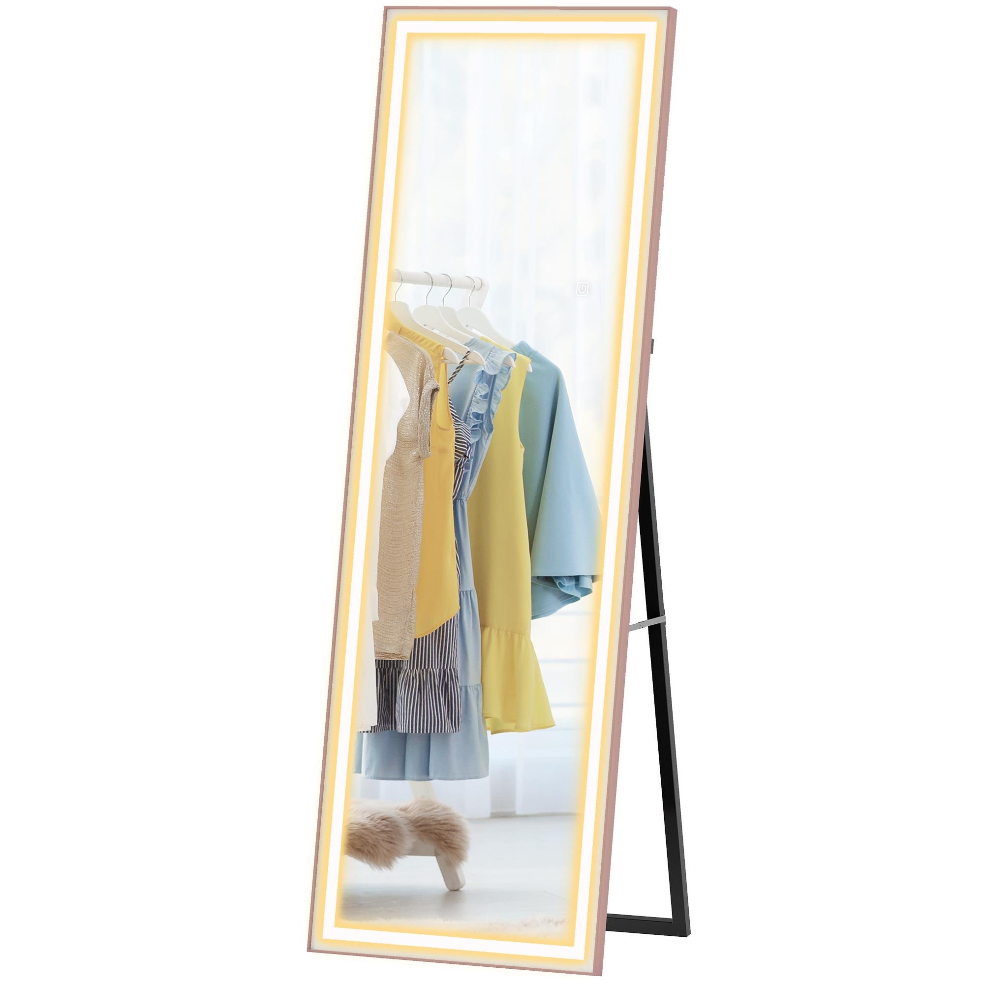 Pink LED Full Length Mirror with 3 Light Colours, 64 x 21 in