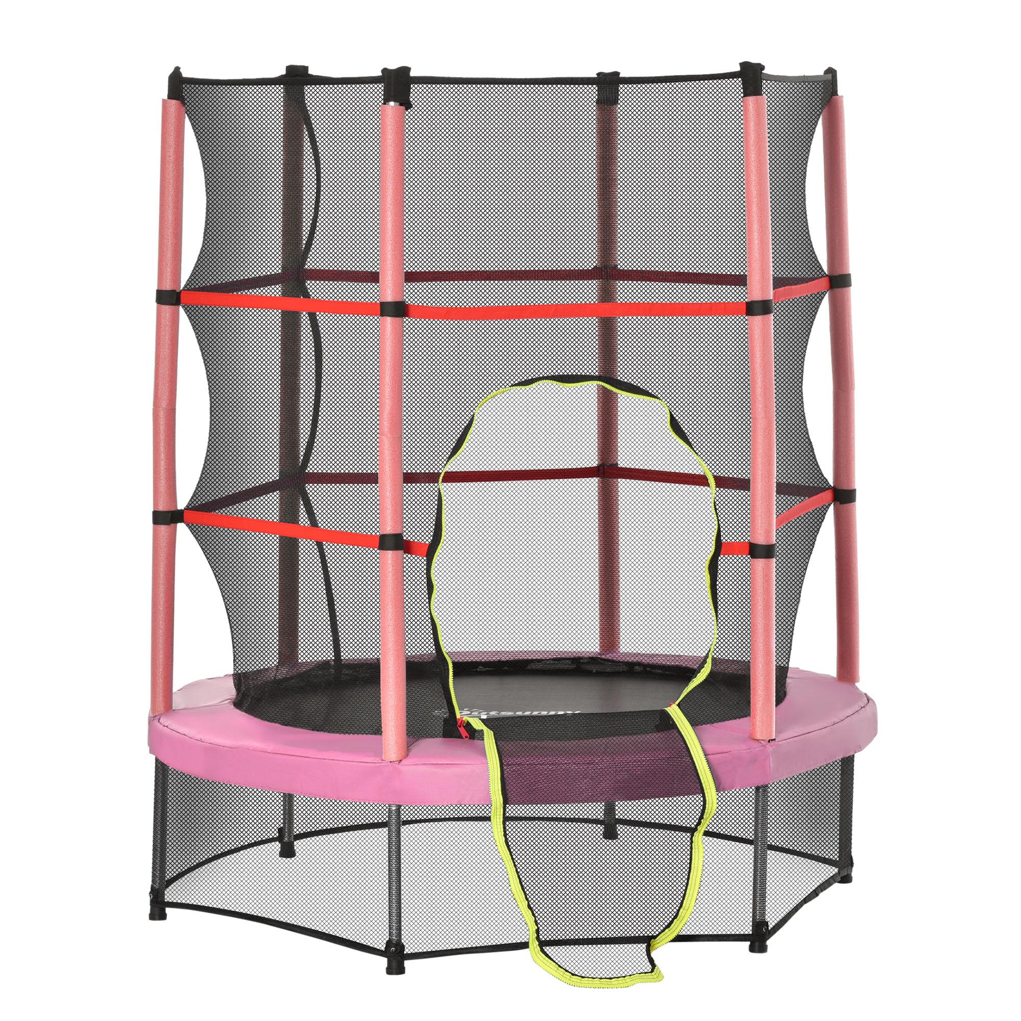 Pink 55 Inch Springless Trampoline with Enclosure