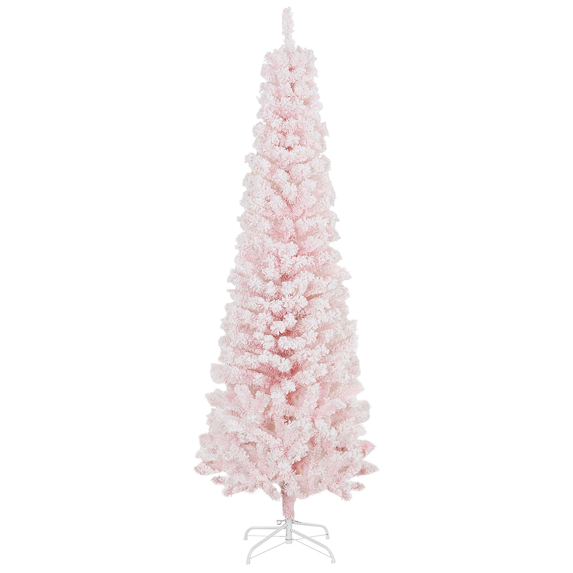 Pink Flocked Pencil Tree with Folding Metal Stand