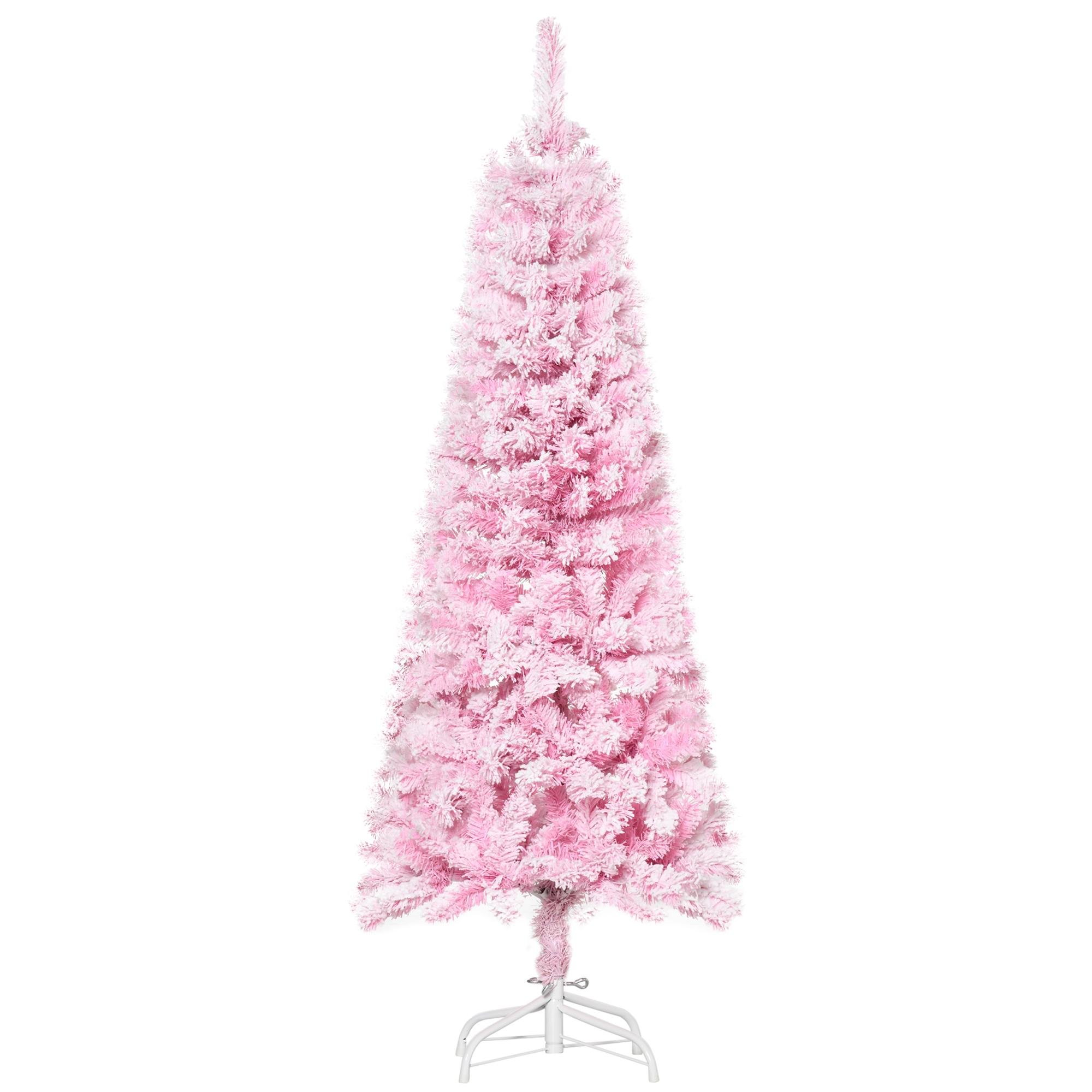 5ft Pink Snow Flocked Tree with Auto-Open Branches