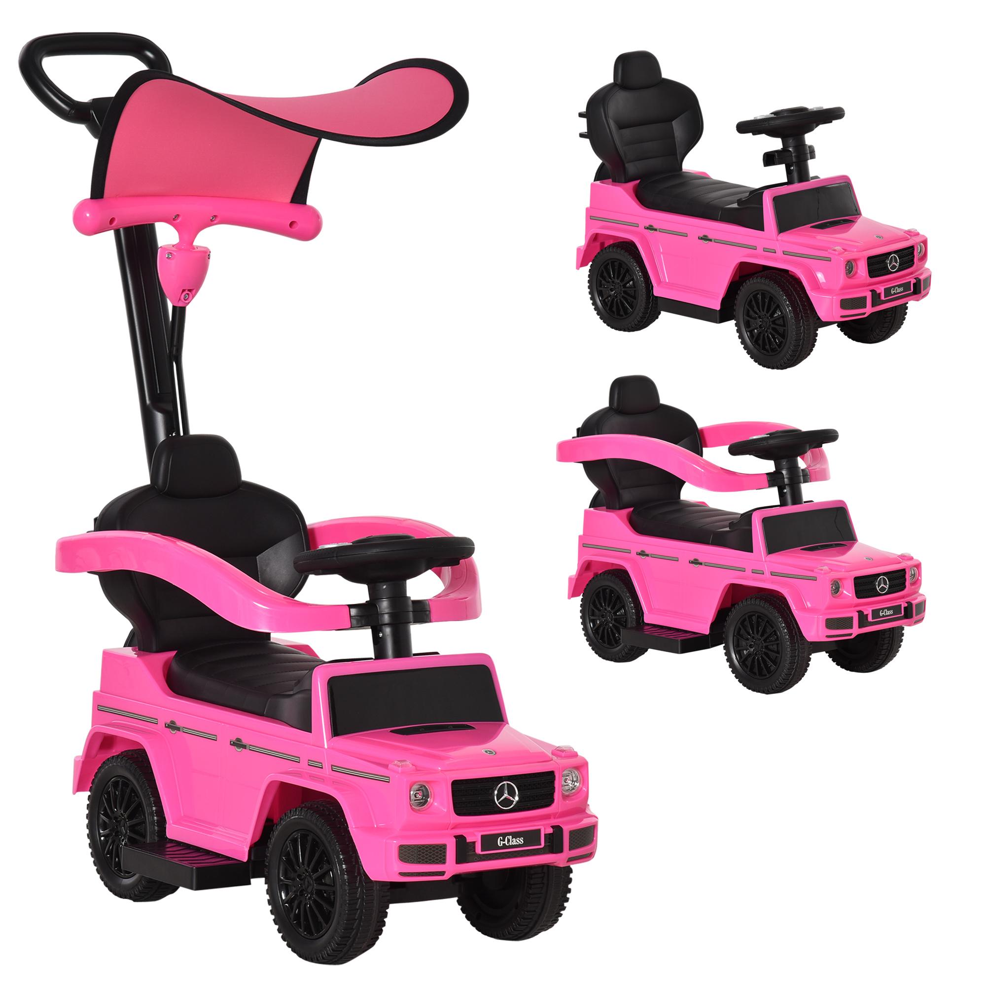 Pink 3-in-1 Sliding Car with Parent Push Handle
