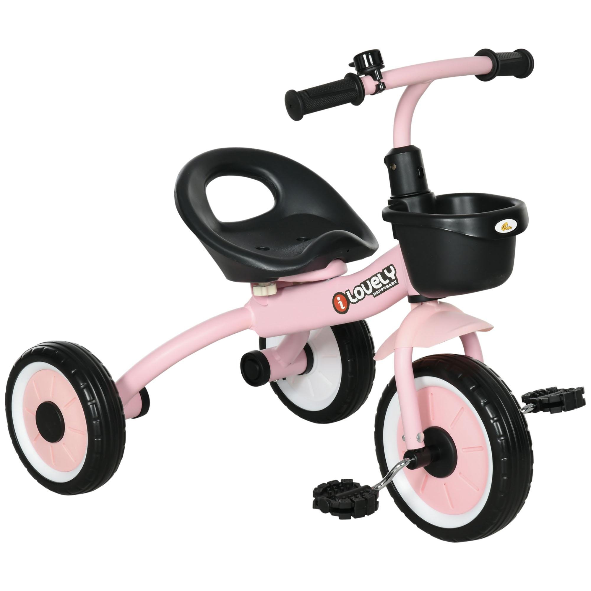 Pink Basket Toddler Tricycle with Adjustable Seat
