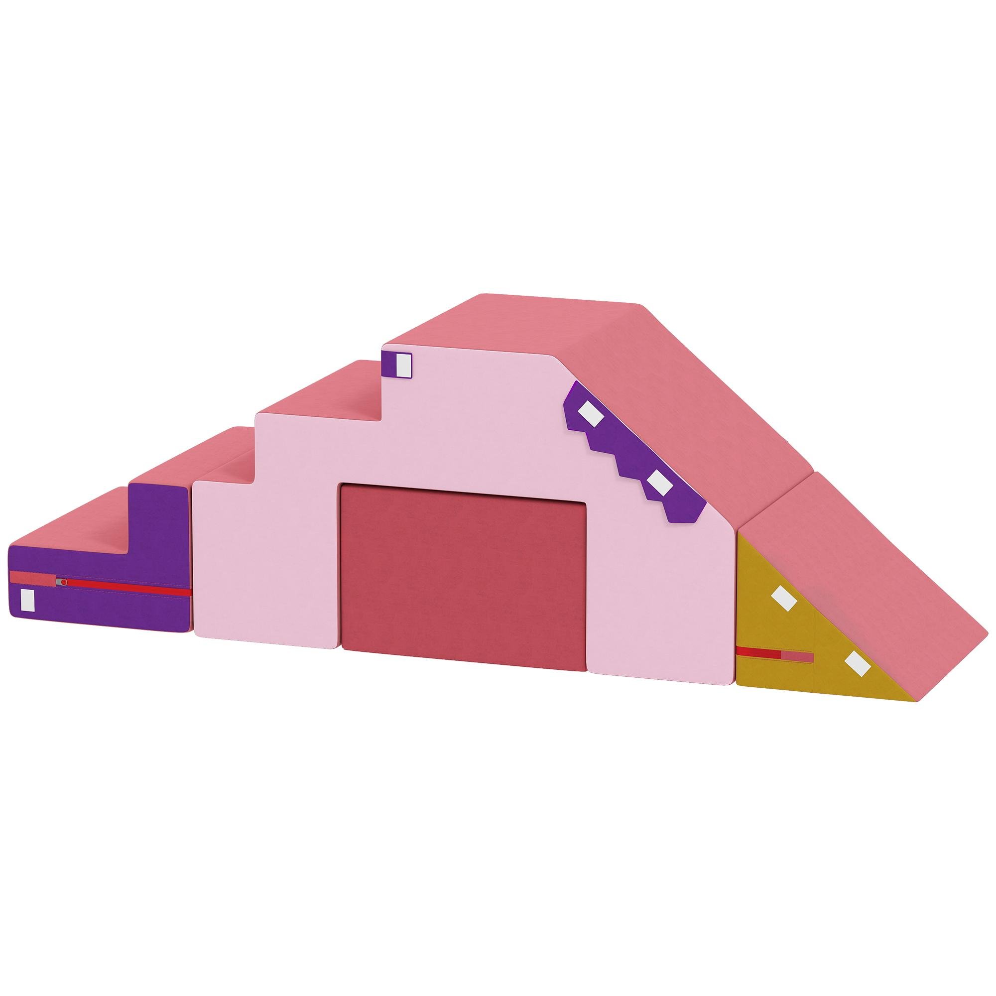Pink Convertible Foam Climber with Washable Cover for Toddlers