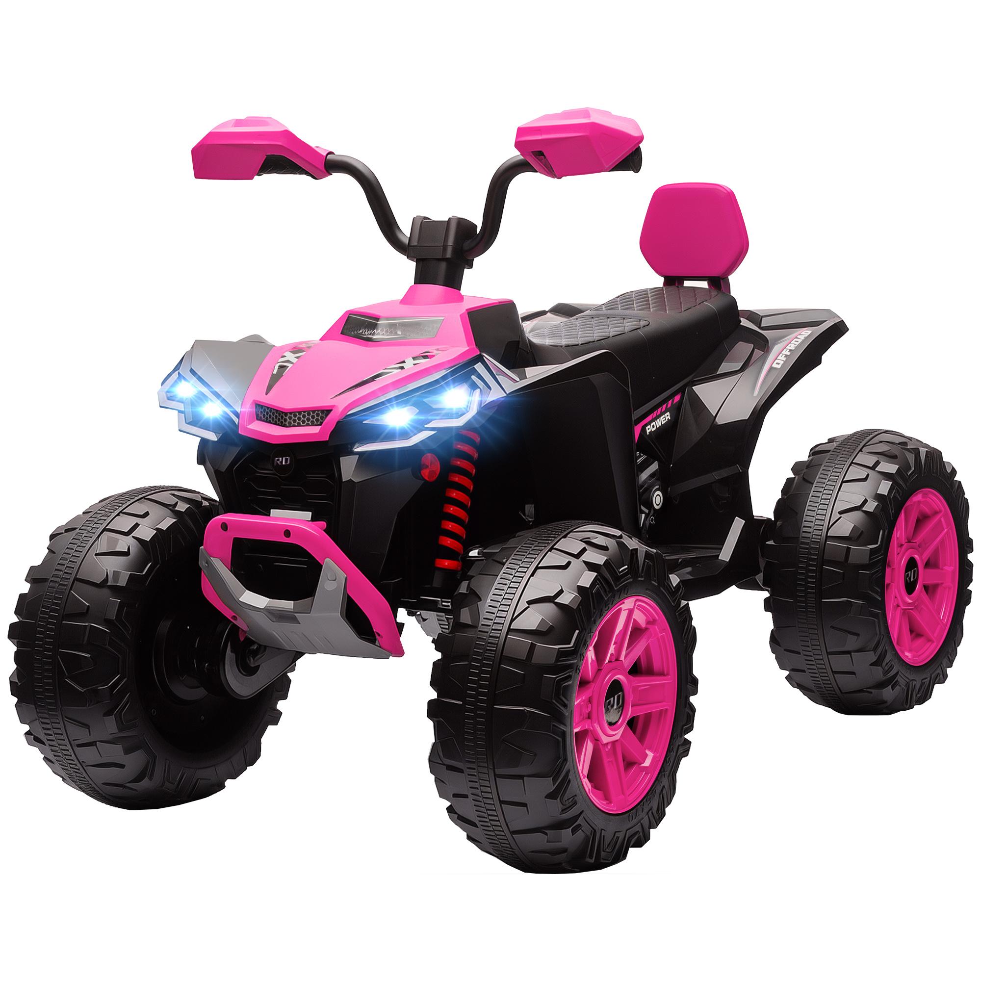 Pink 24V Dual Motor ATV with Two Seats and Adjustable Speeds