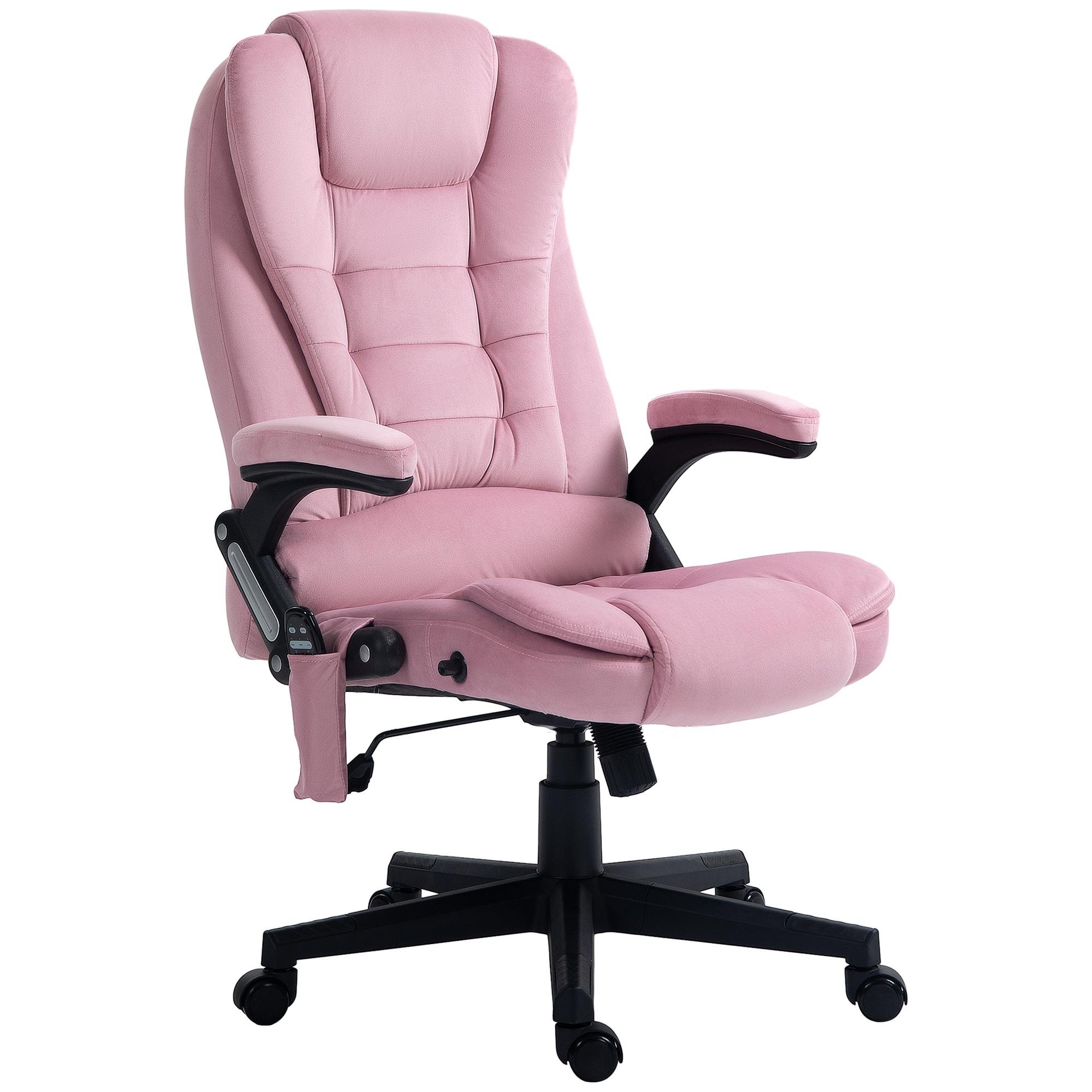 Pink Velvet Massage Office Chair with 6-Point Vibration