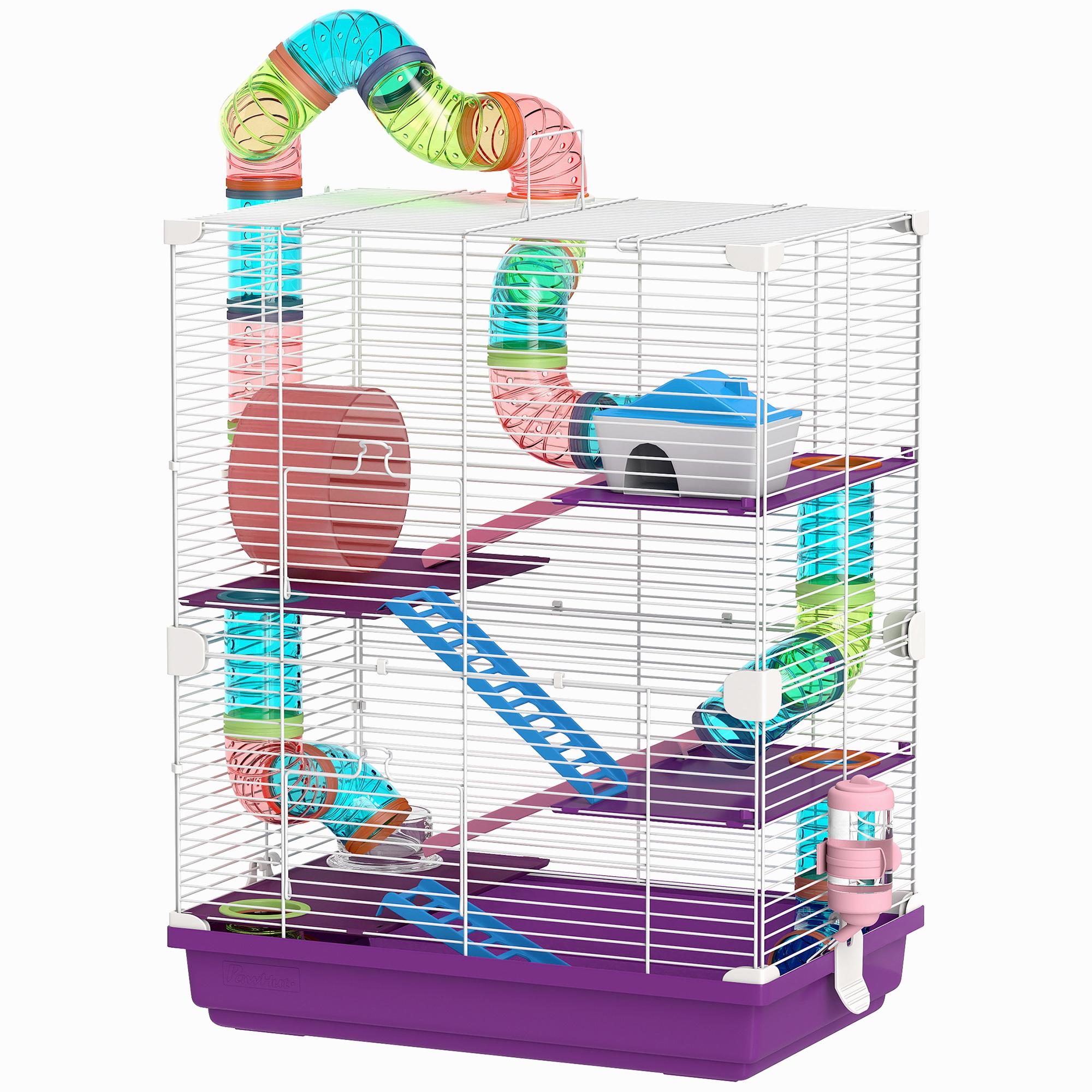 Purple Five Level Hamster Cage with Tubes and Wheels
