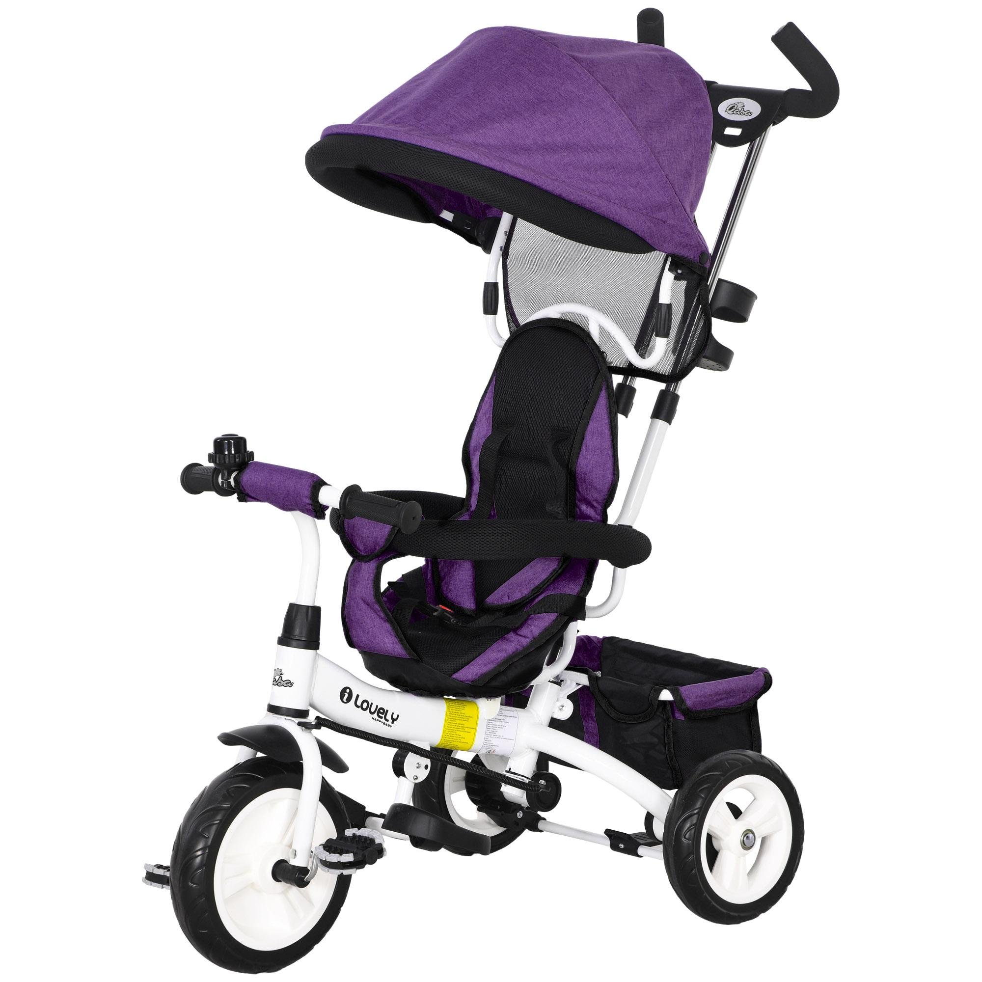 Purple Toddler Tricycle with Parent Steering
