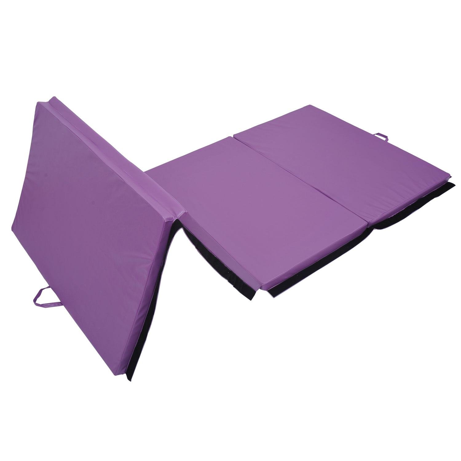 Purple PU Folding Gym Mat, 4-Panel Exercise Mat