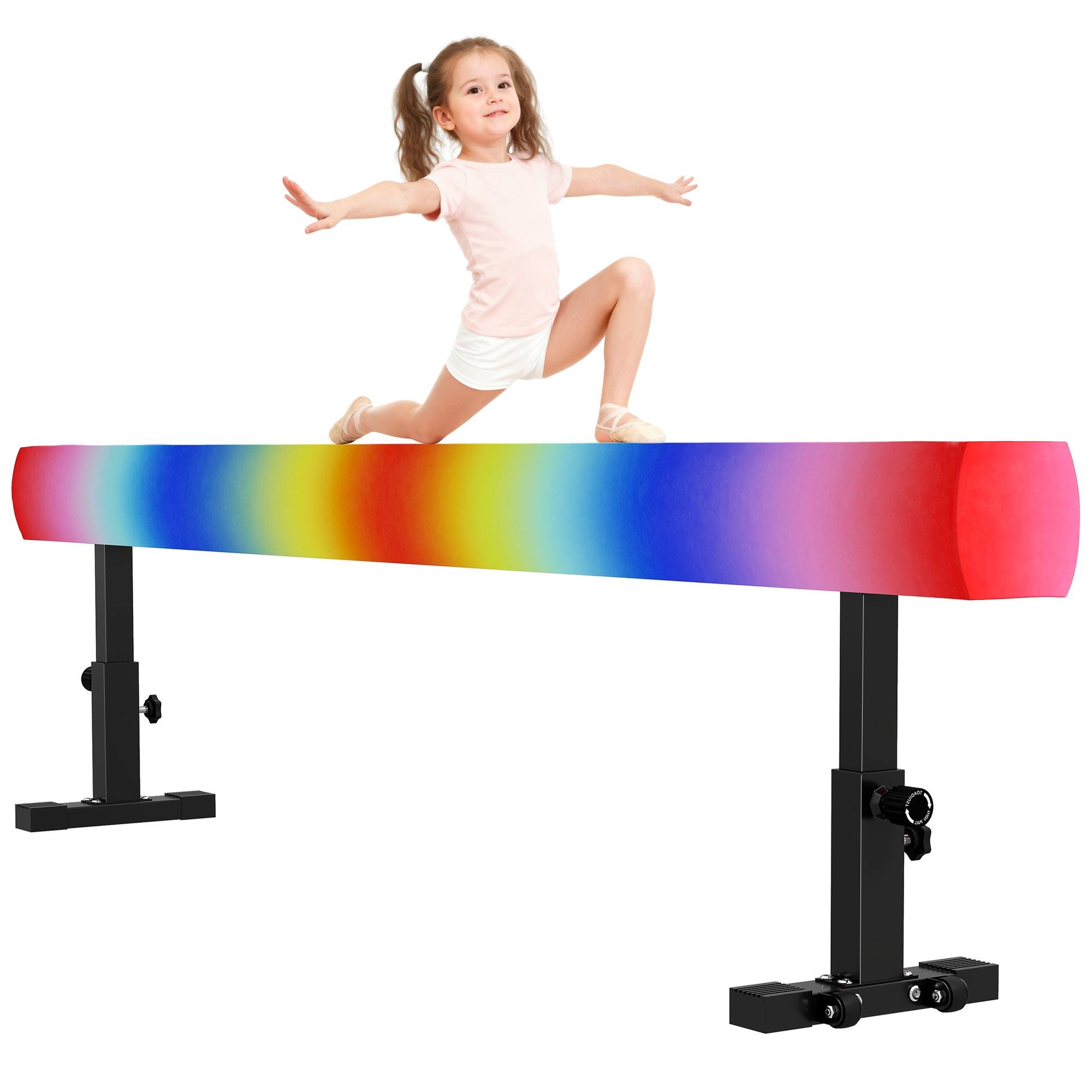 Rainbow Adjustable Balance Beam with Wheels, 89-Inch Home Trainer