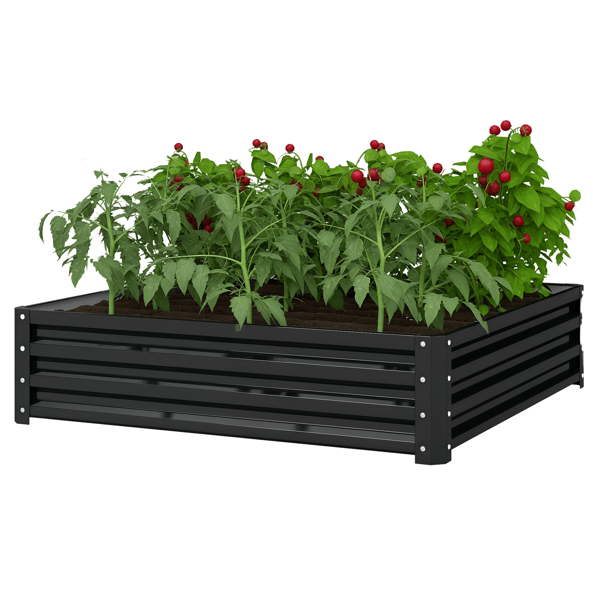 4x4 Grey Steel Planter Box for Vegetables and Herbs