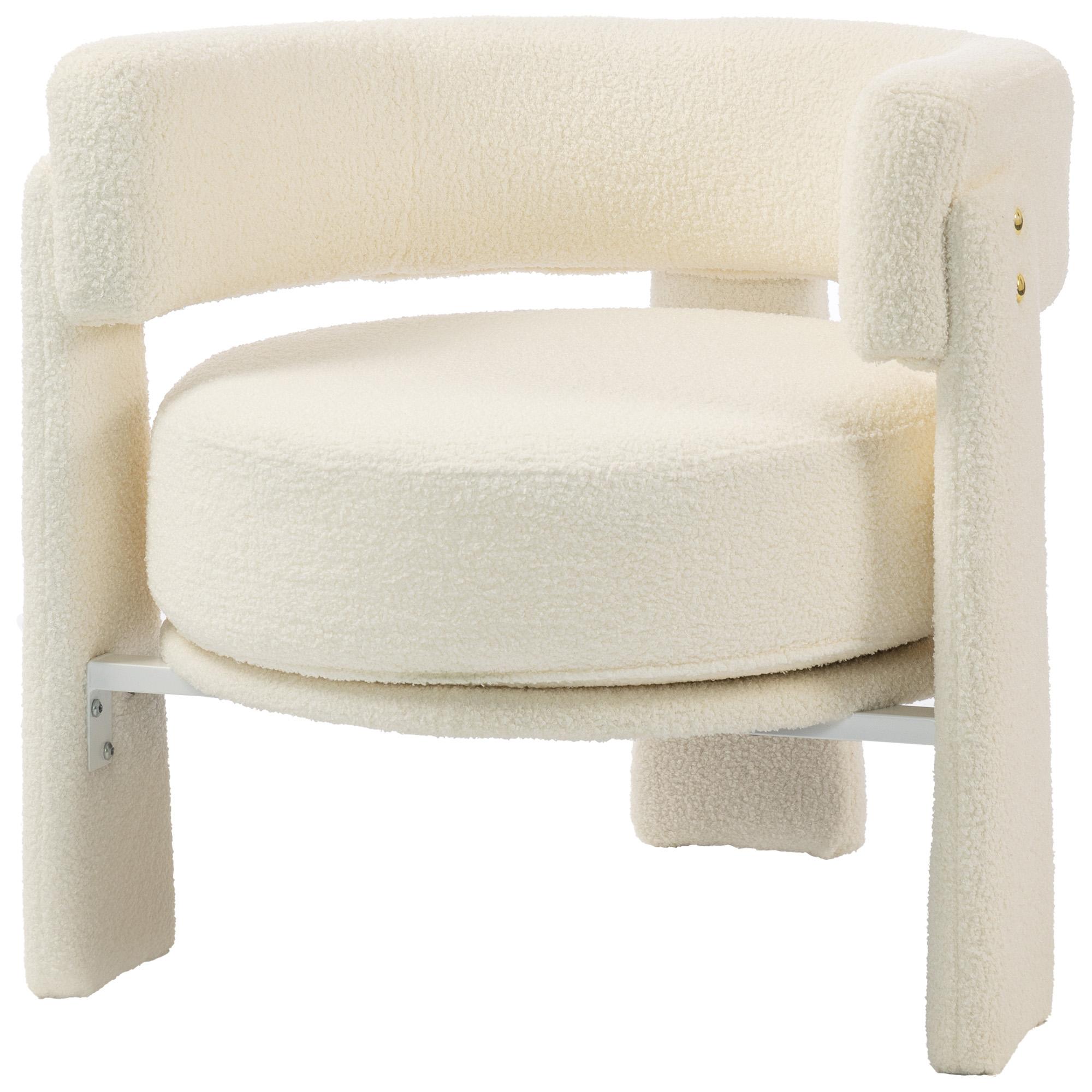 Cream White Sherpa Accent Chair with Lumbar Pillow