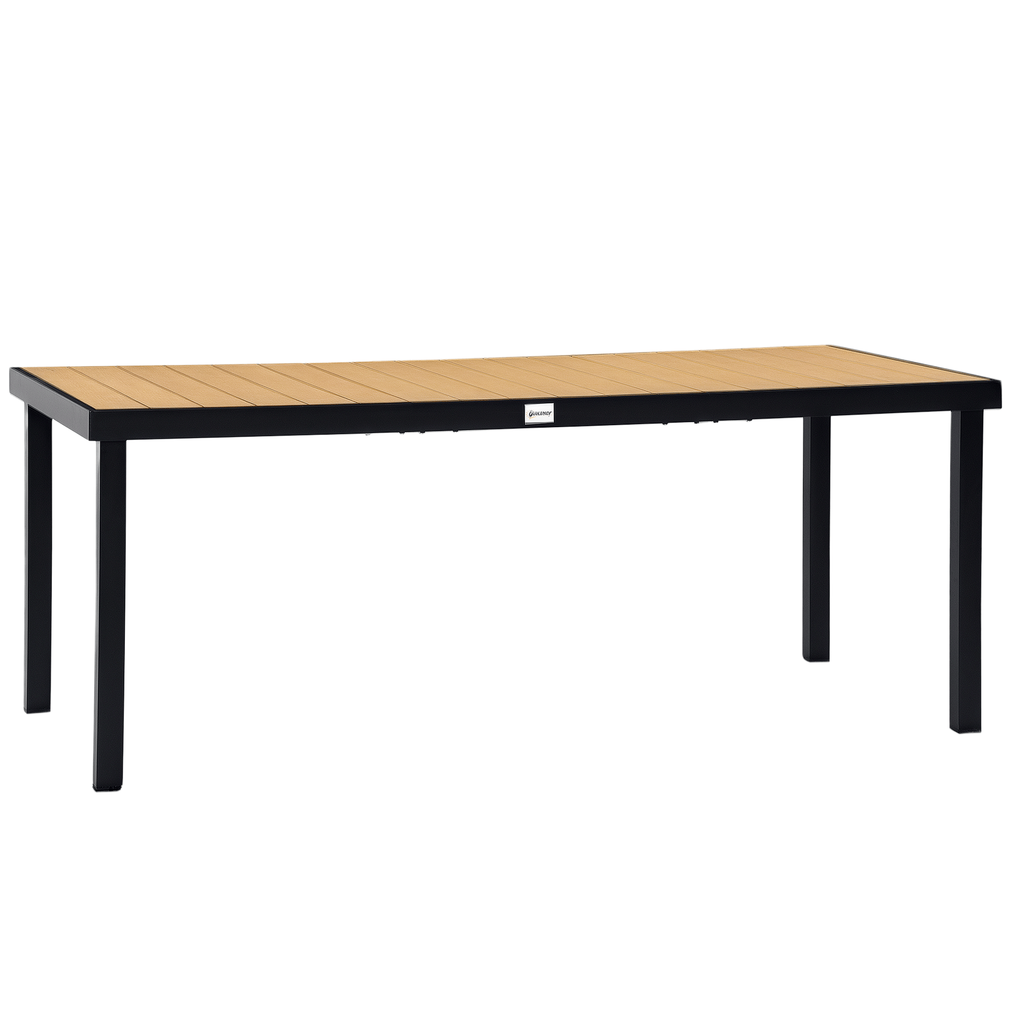 Natural Aluminum Patio Table with Wood-Like Top for 8