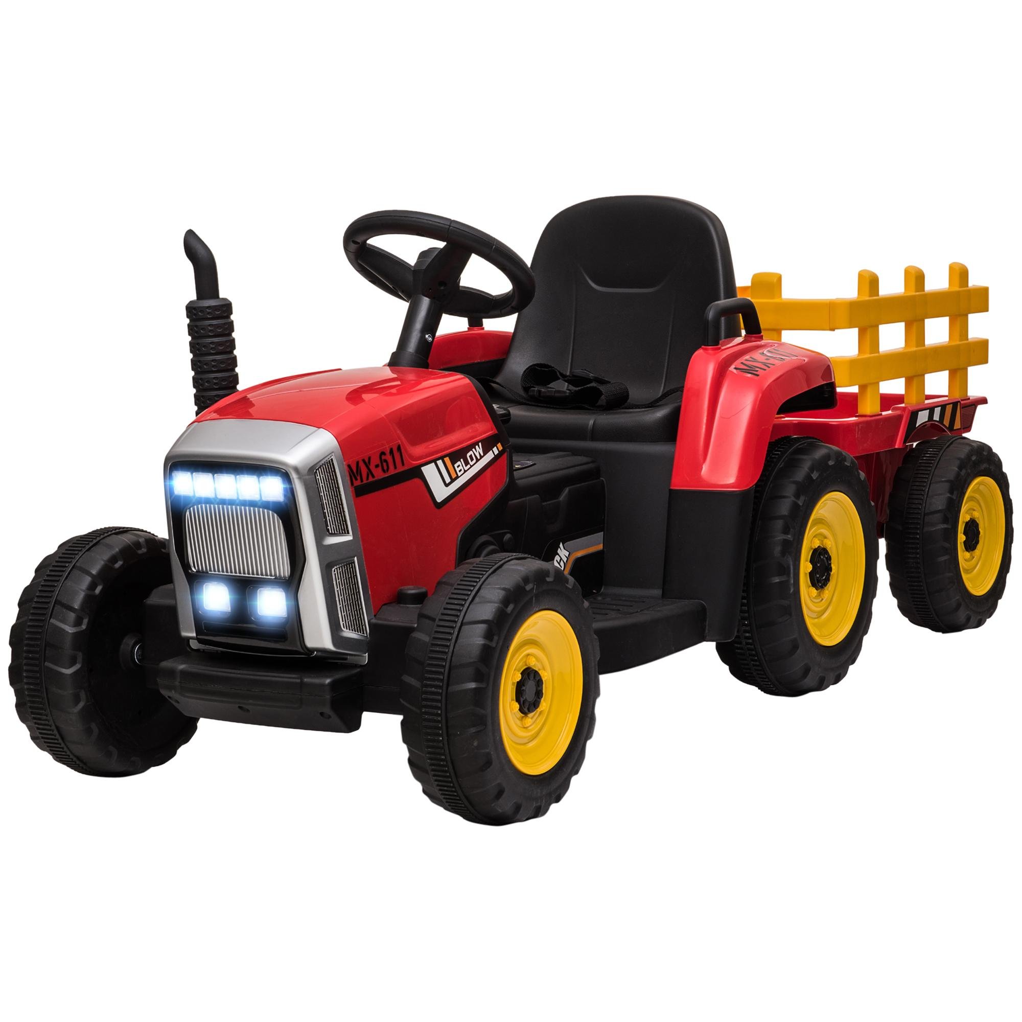 Red 12V Kids Ride-On Tractor with Remote Control