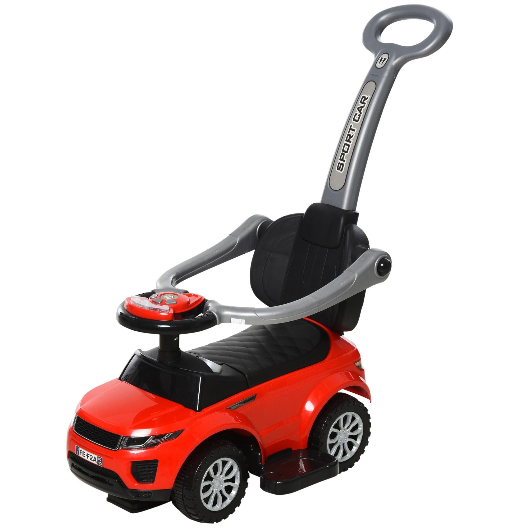 Red Convertible Push Car with Steering Wheel and Music