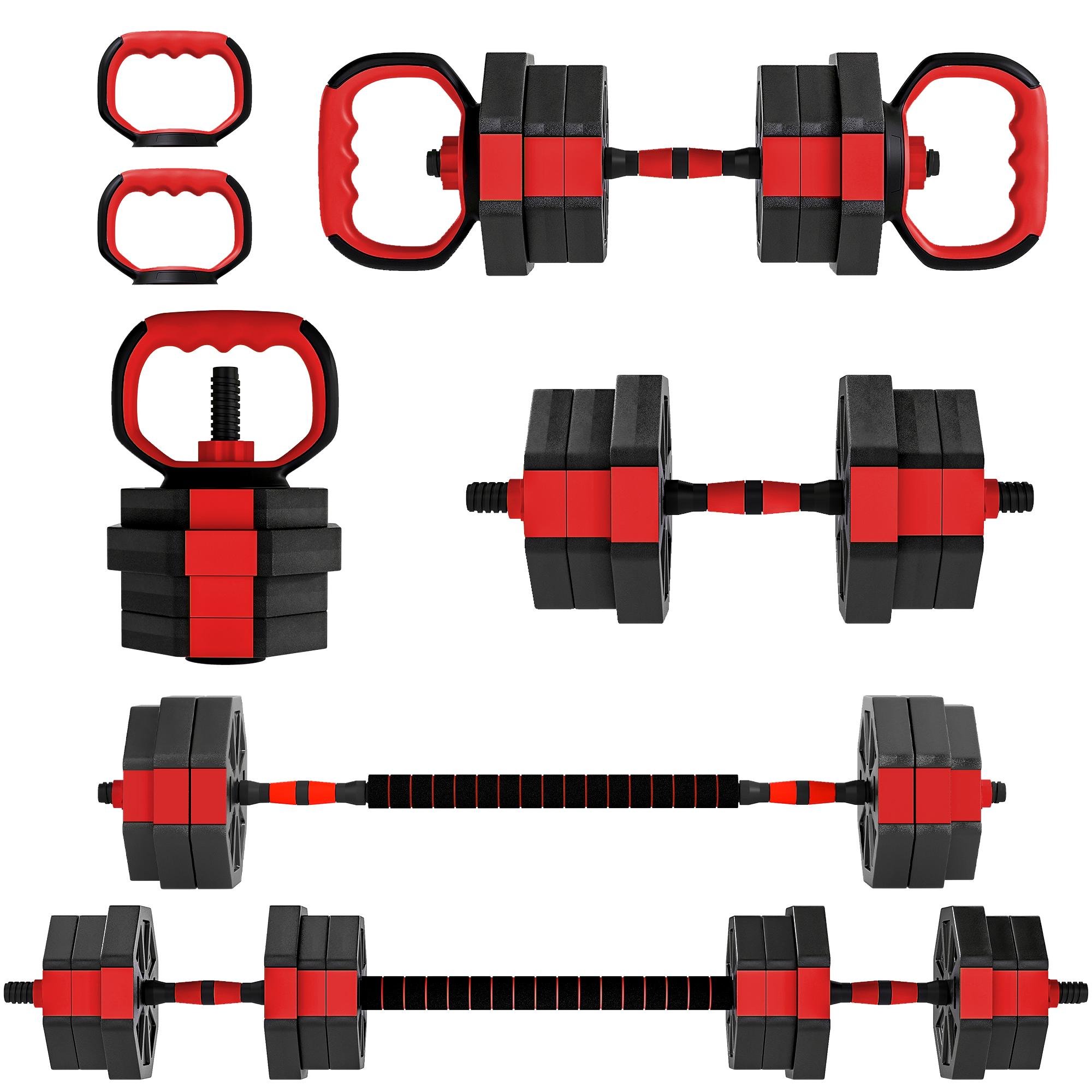 Red 44 lbs Multifunctional Dumbbells – 6-in-1 Adjustable Set
