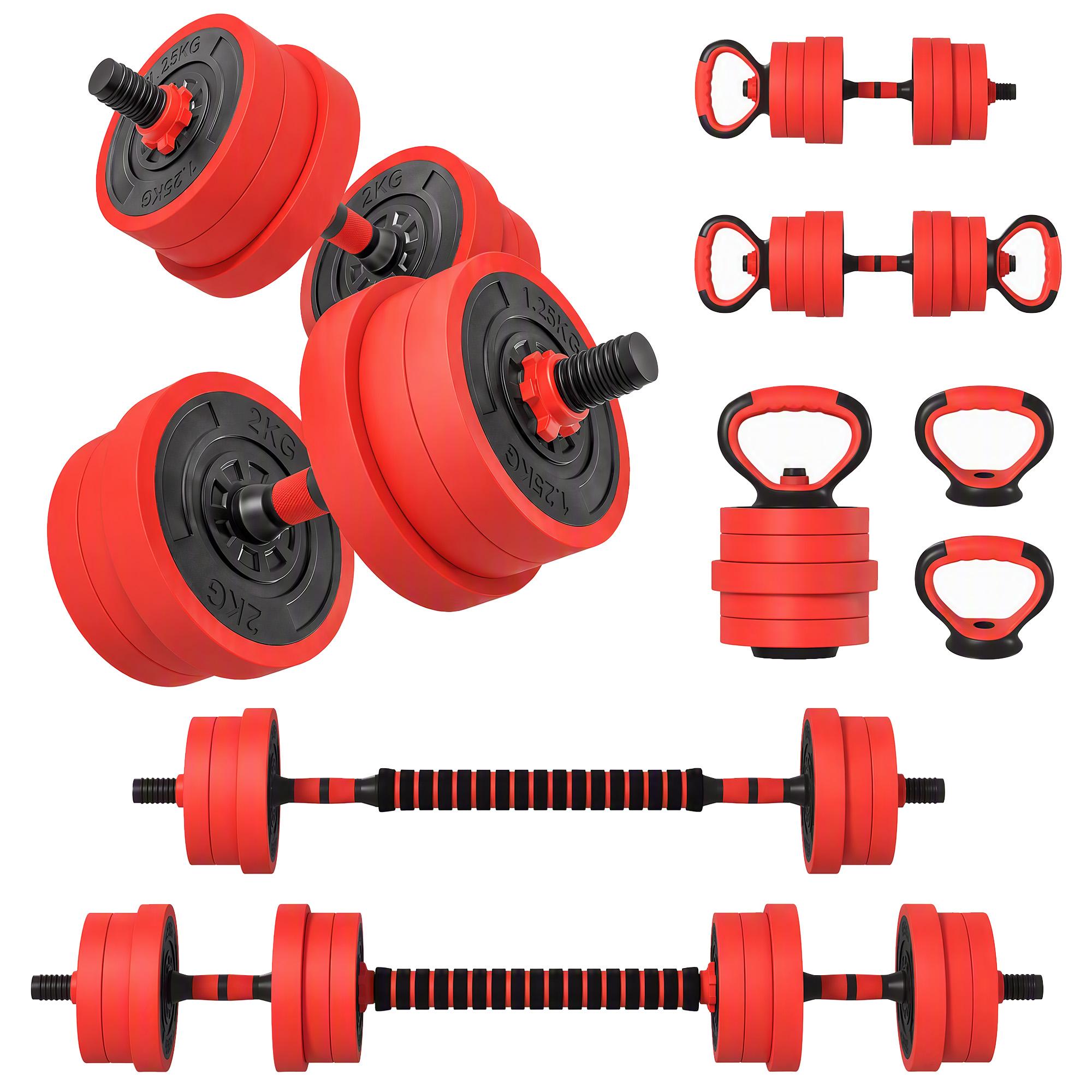 Red 44 lbs Dumbbells – Adjustable 4-in-1 Set