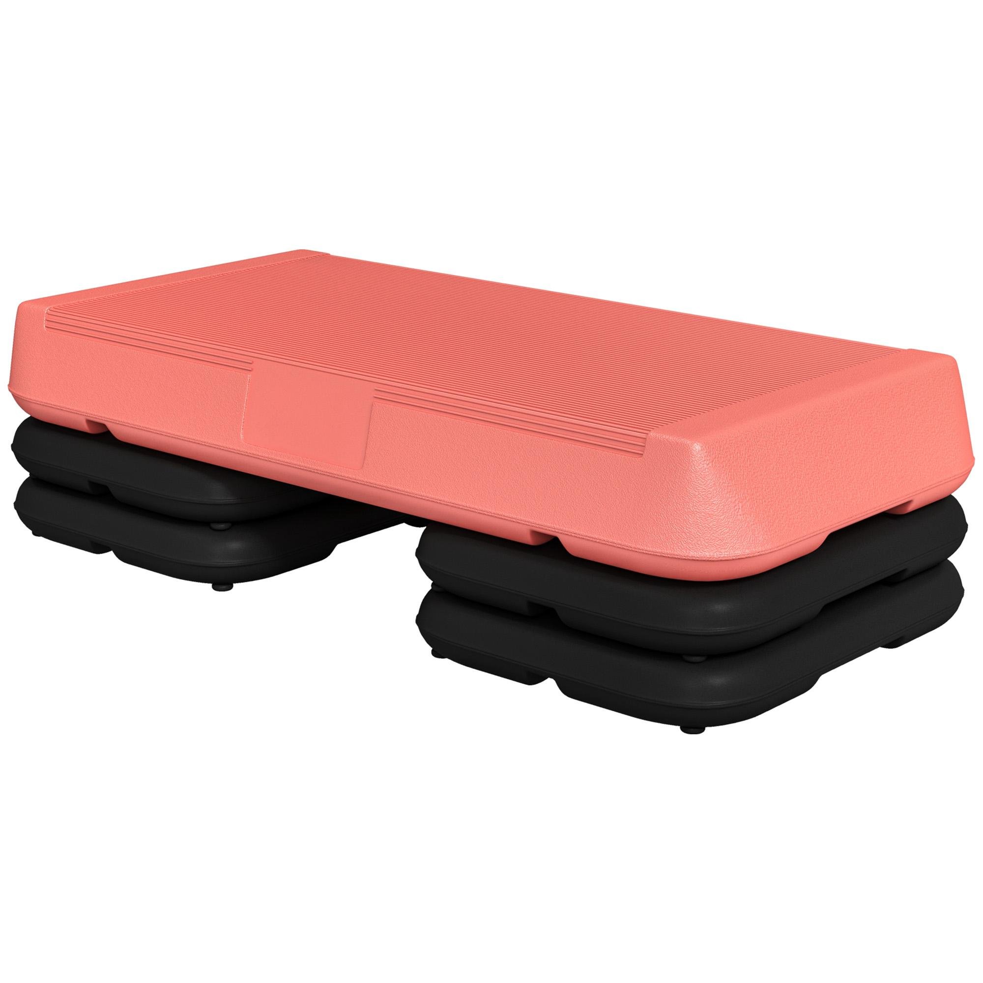 Red Adjustable Aerobic Stepper, 3 Heights for Home Workouts