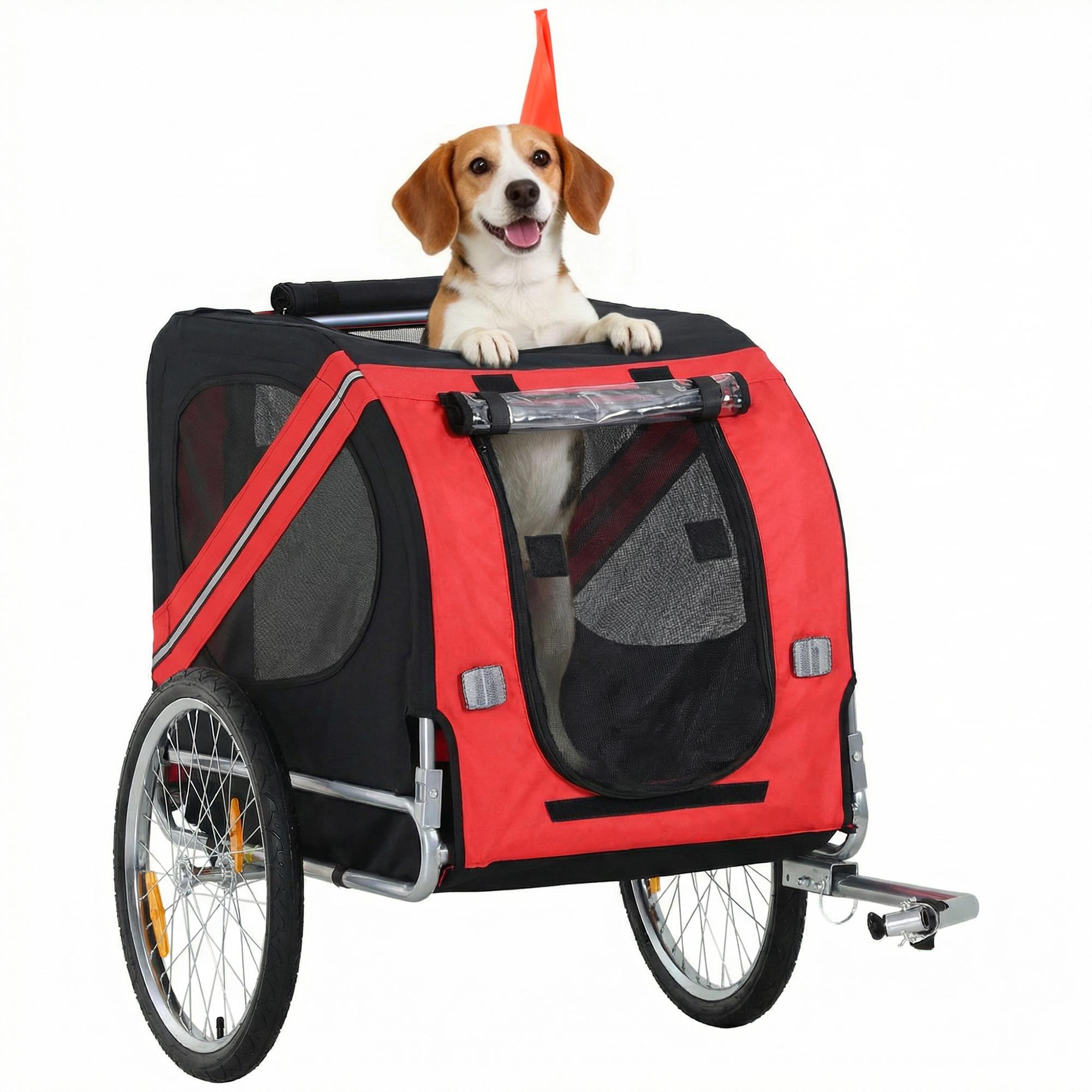 Red Black Dog Bike Trailer with 20-Inch Rear Wheels