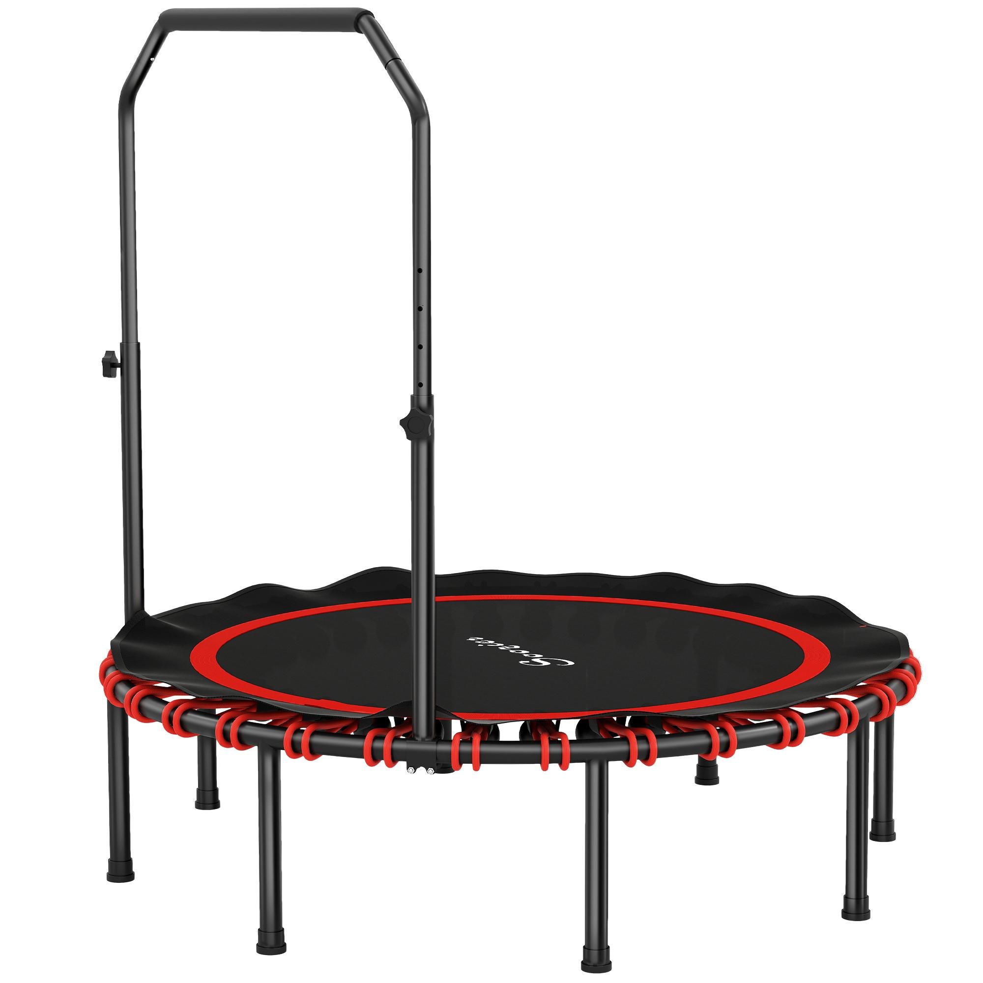 Red 48 Inch Foldable Rebounder with 5-Level Handle