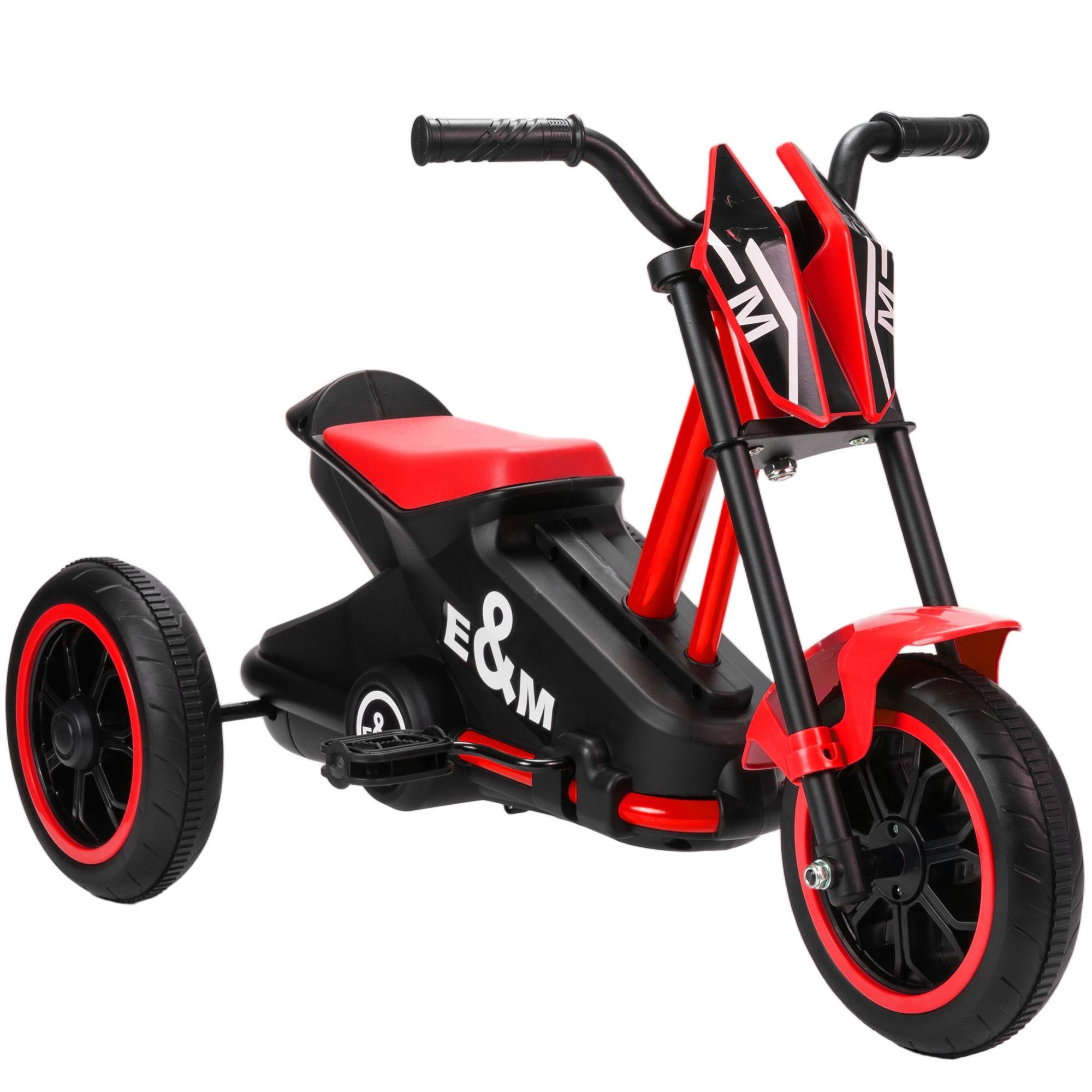 Red Steel Toddler Trike with Pedals, 18–36 Months