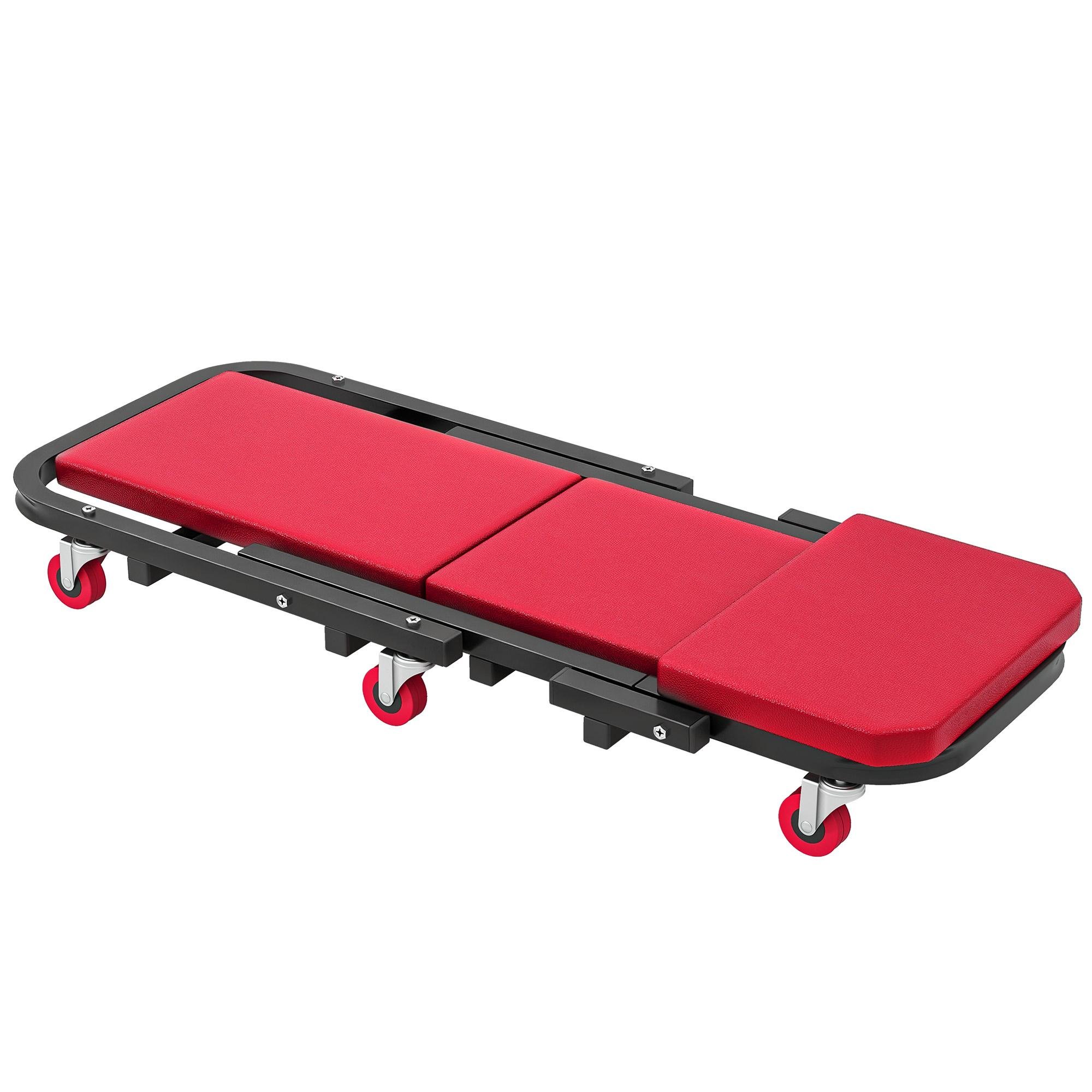 Red 2-in-1 Creeper Seat, 330 lb Garage Mechanic Tool