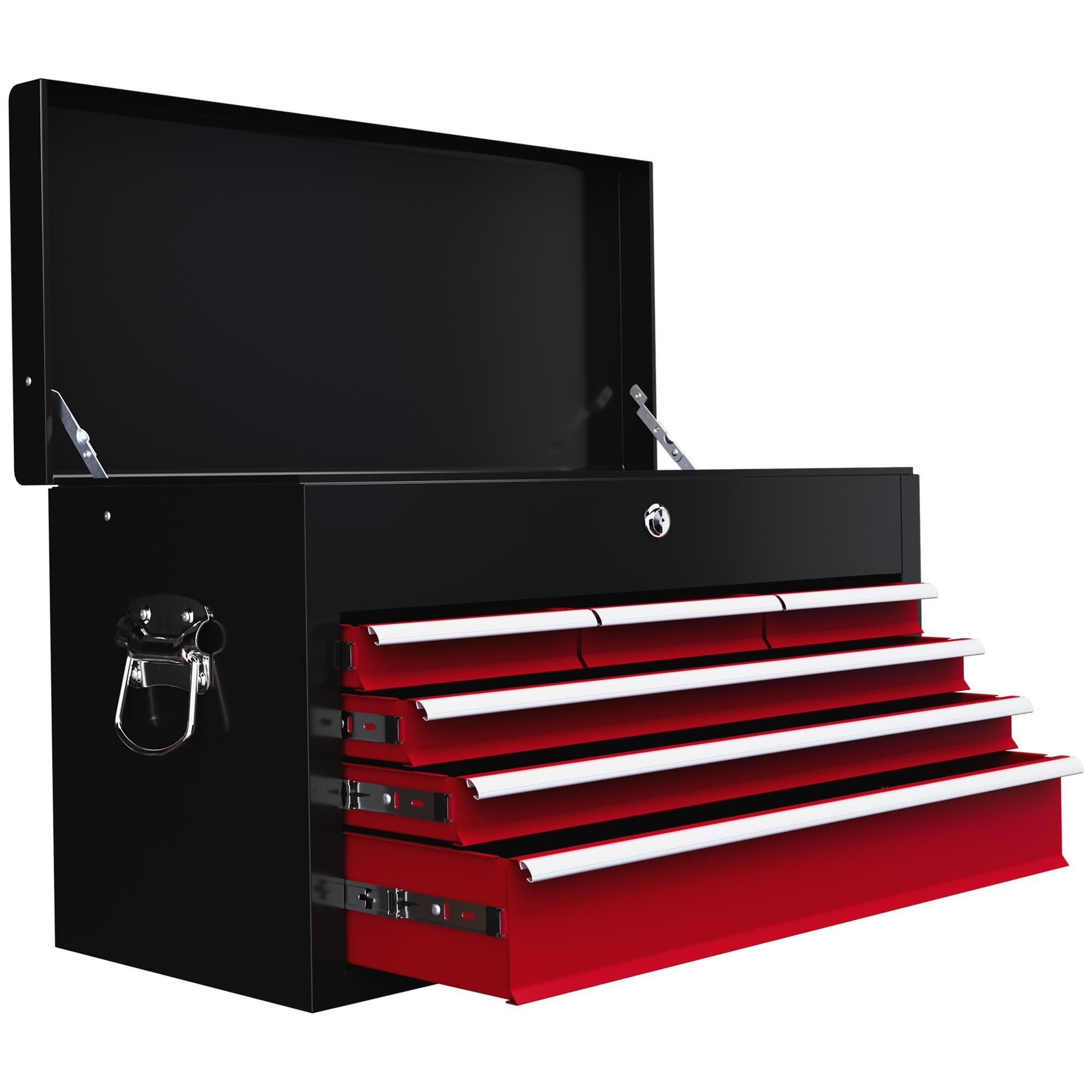 Red Six Drawer Toolbox with Top Case, 23.6-Inch Size