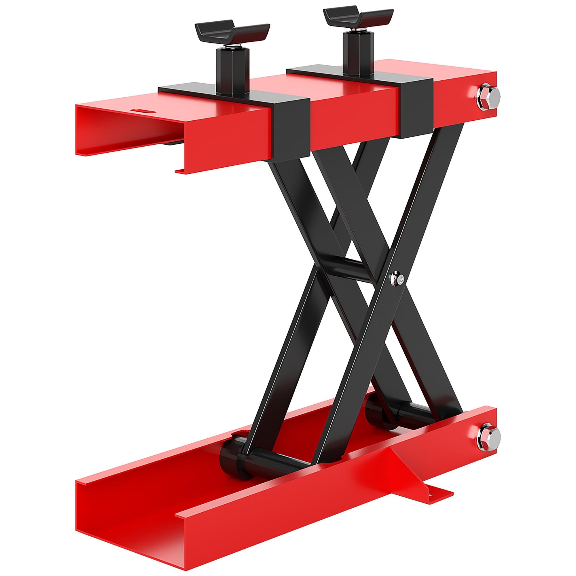 Red 1100 lb Motorcycle Lift, Adjustable Steel Scissor Jack