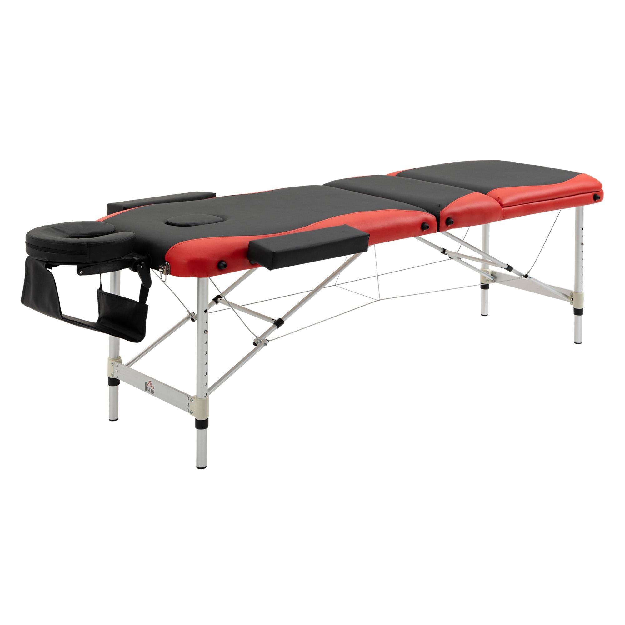 Red Portable Massage Table with Adjustable Backrest