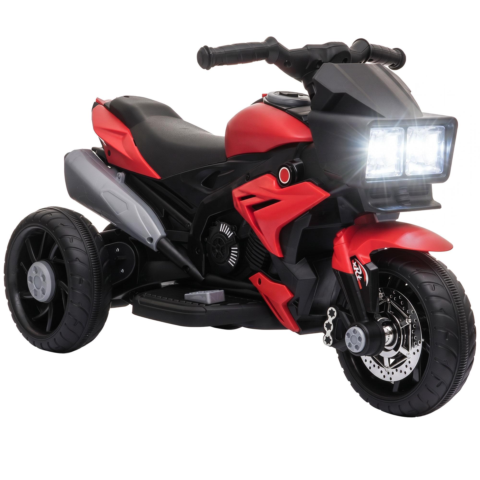 Red 6V Electric Motorcycle with Pedal Drive and Music