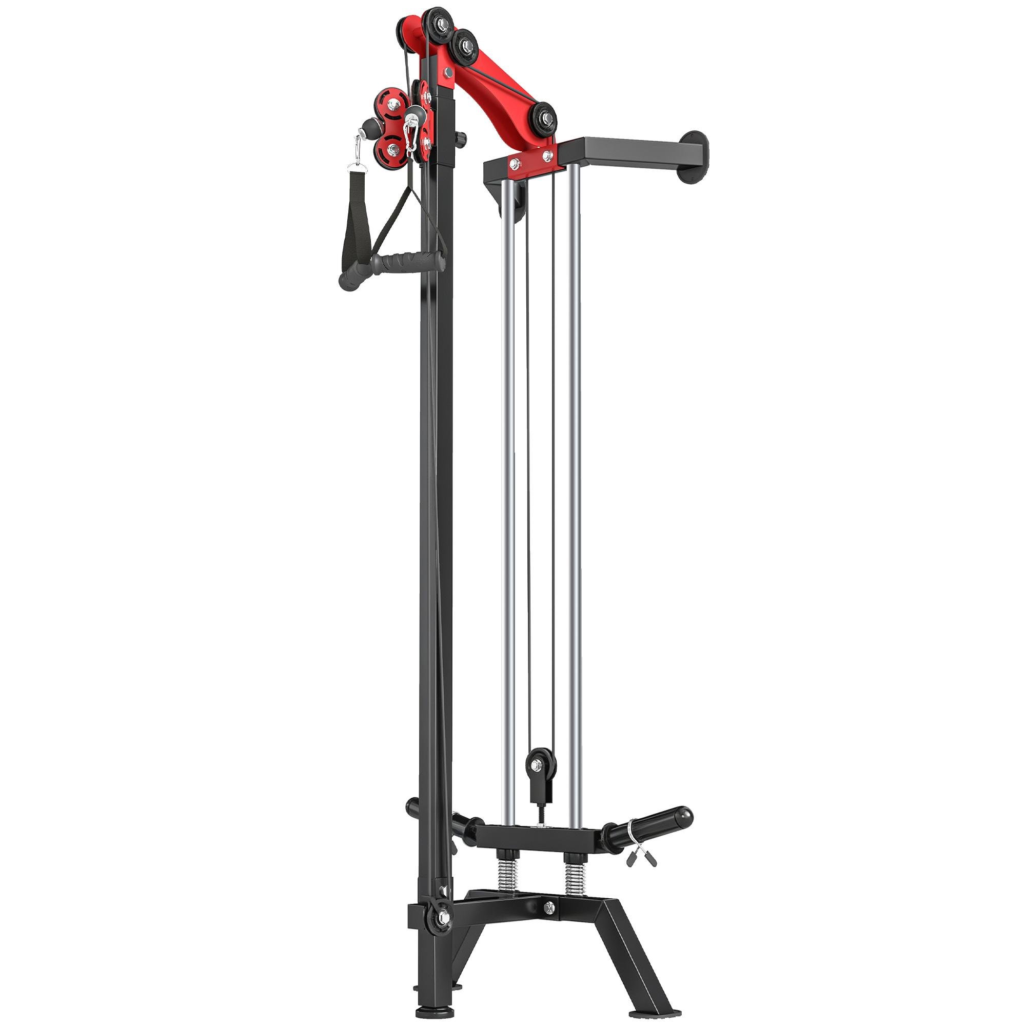 Red Steel Cable Station with 16-Position Pulley for Home Gyms