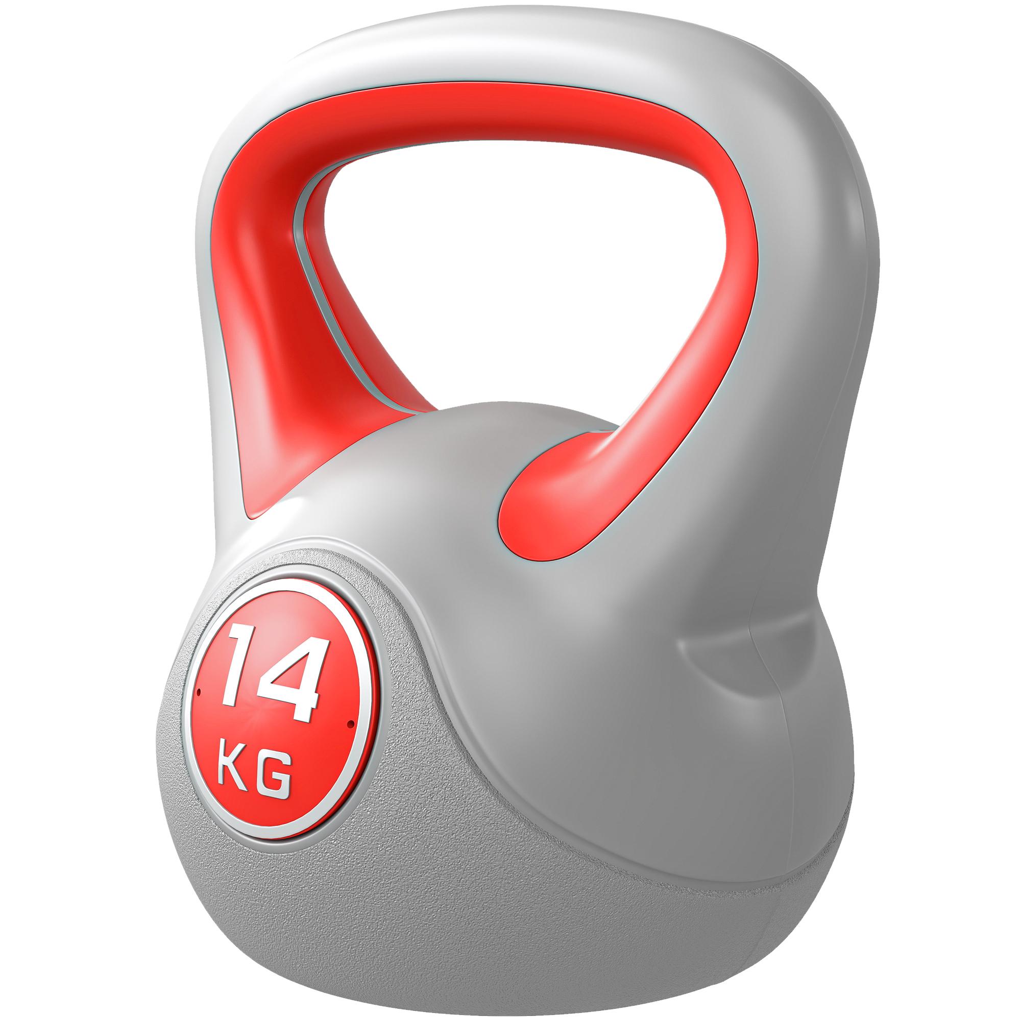 Red Polyurethane Kettlebell with Wide Grip, 31 lb