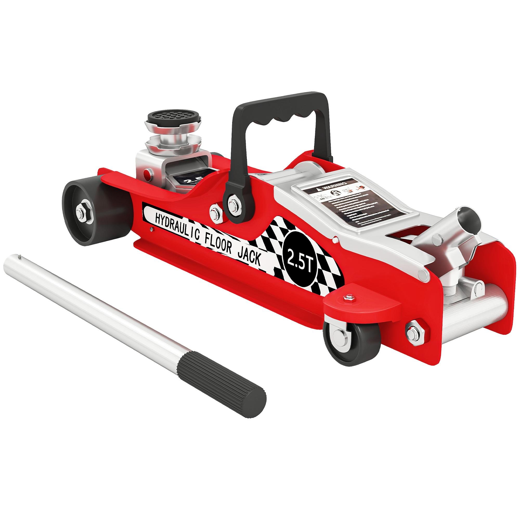 Red Steel Hydraulic Jack, 2.5-Ton Low-Profile Floor Jack