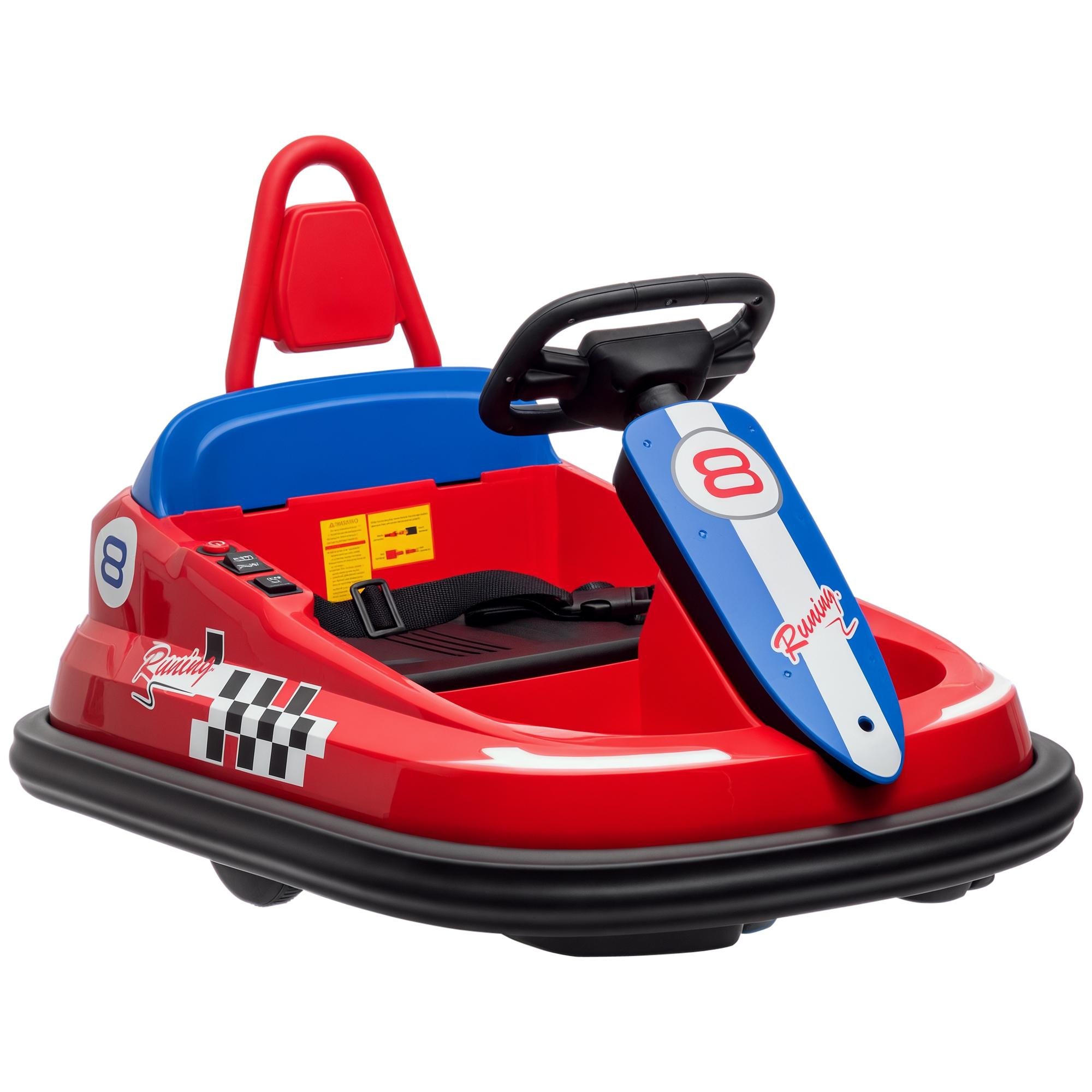 Red 6V Spinning Bumper Car with 360° Rotation