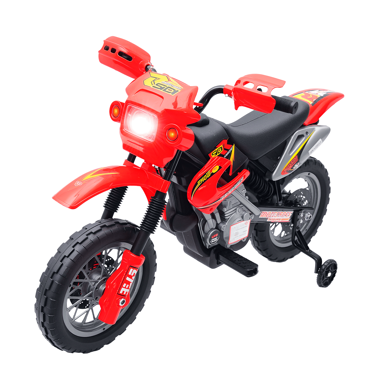 Red Kids Ride-On Dirt Bike with 6V Button Drive