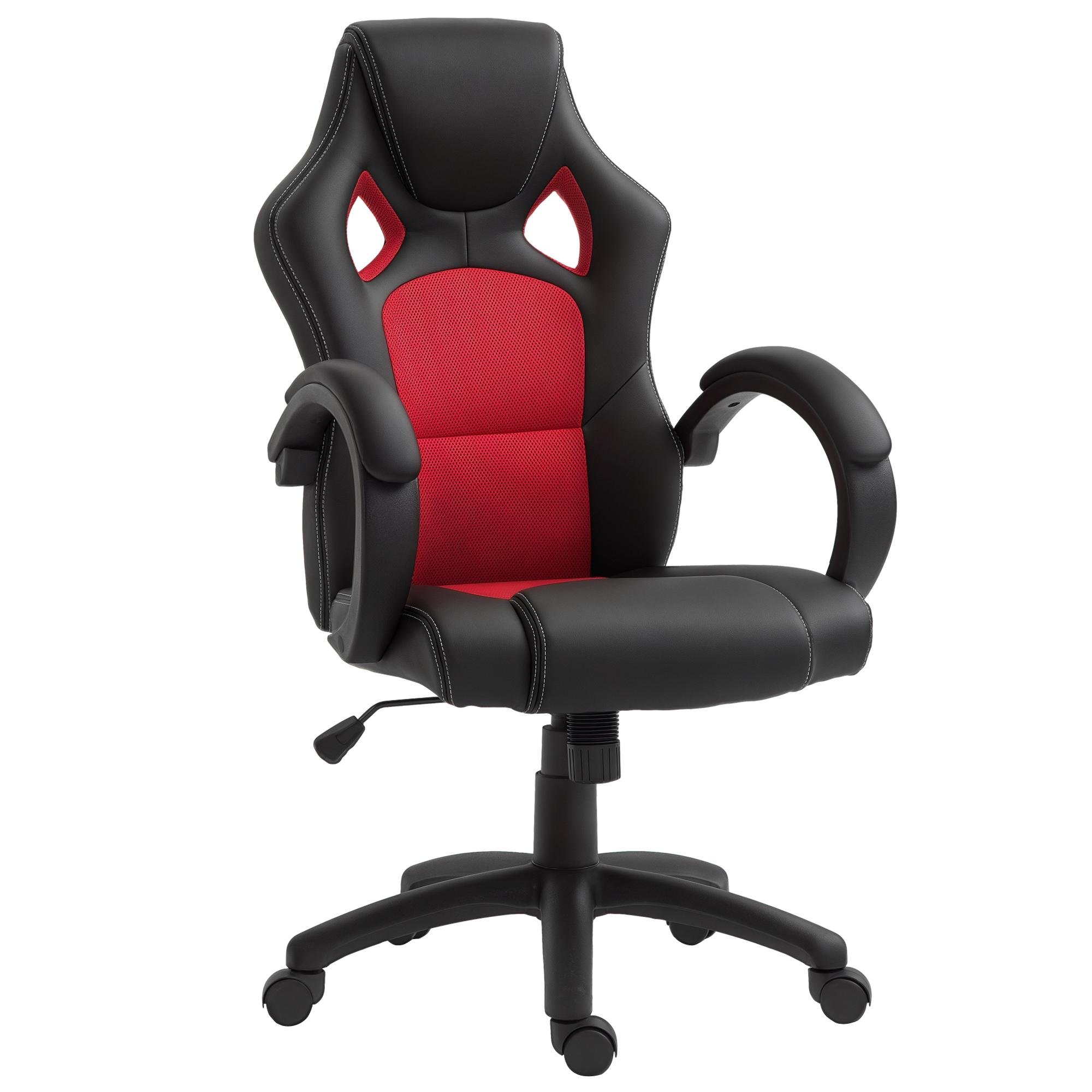 Red Faux Leather Gaming Chair with Tilt Function