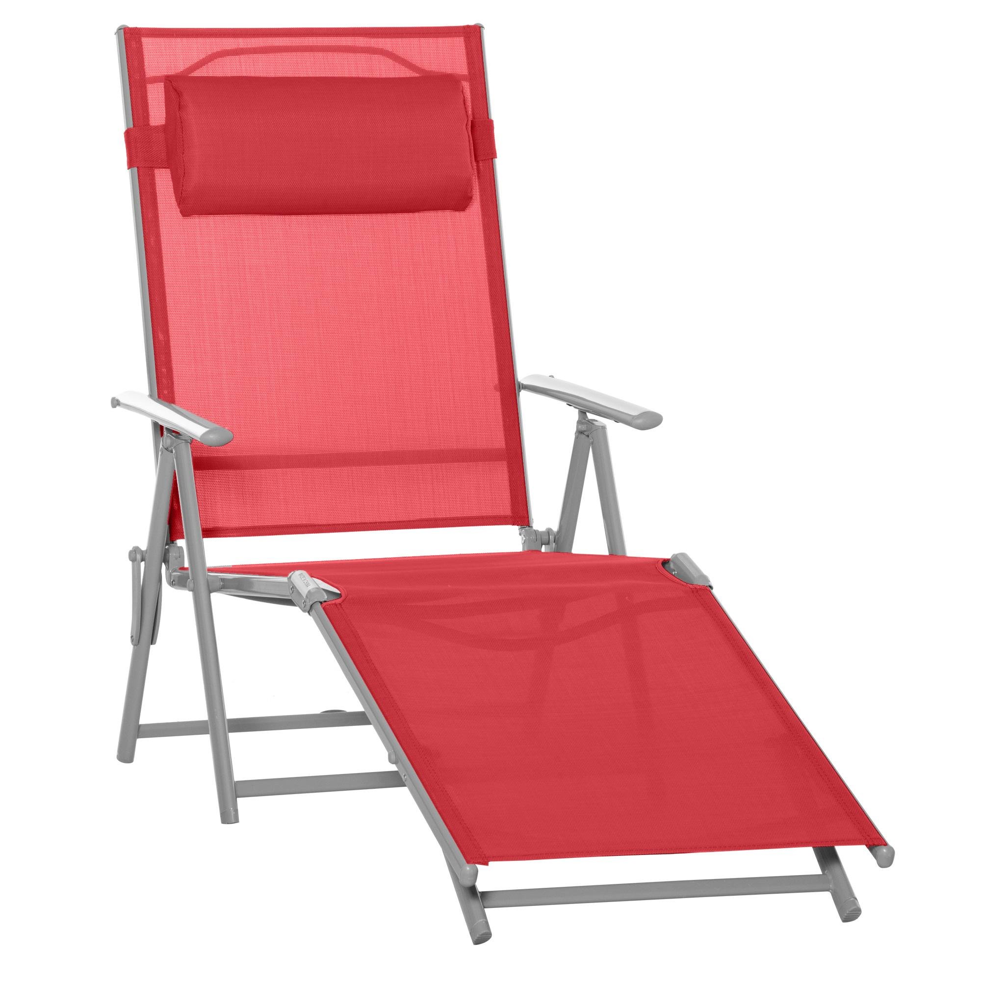 Red Folding Chaise Chair with 7 Adjustable Positions