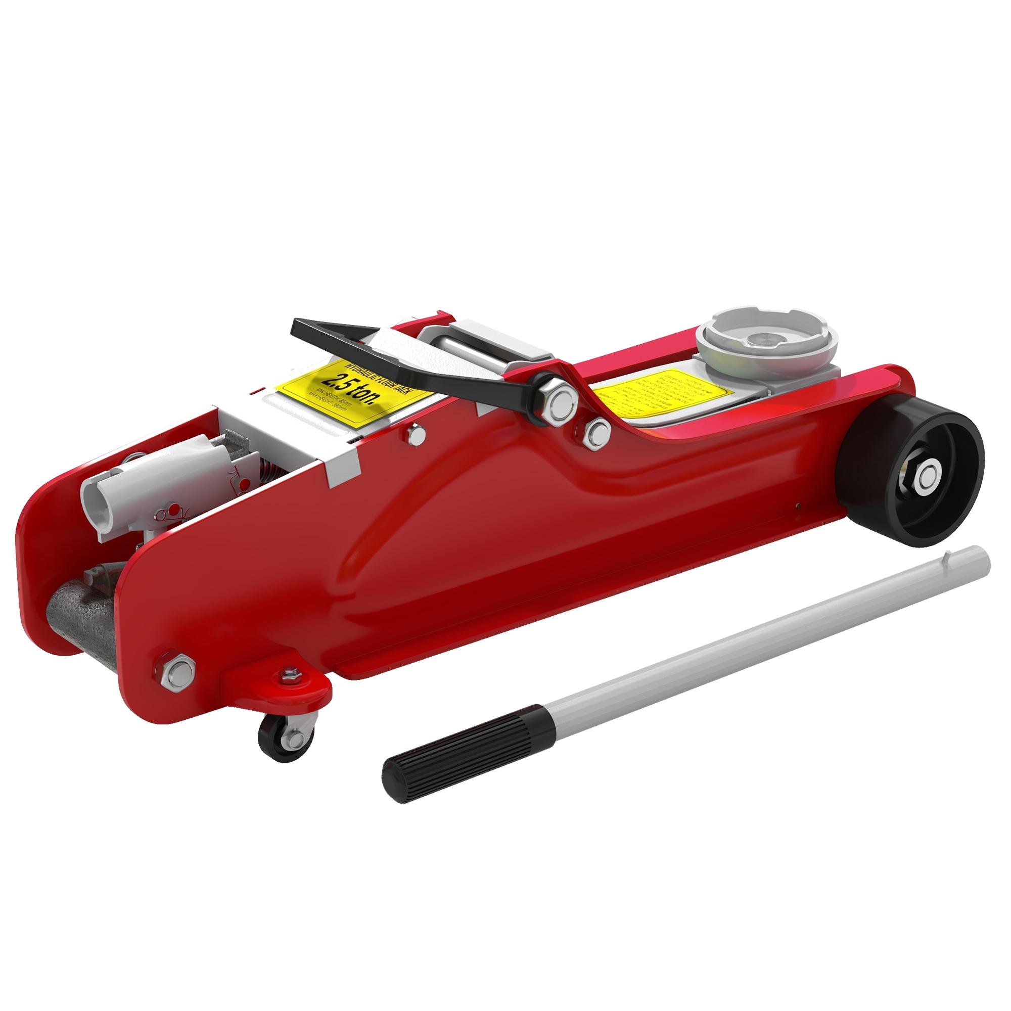 Red Low Profile Floor Jack, 2.5-Ton Steel