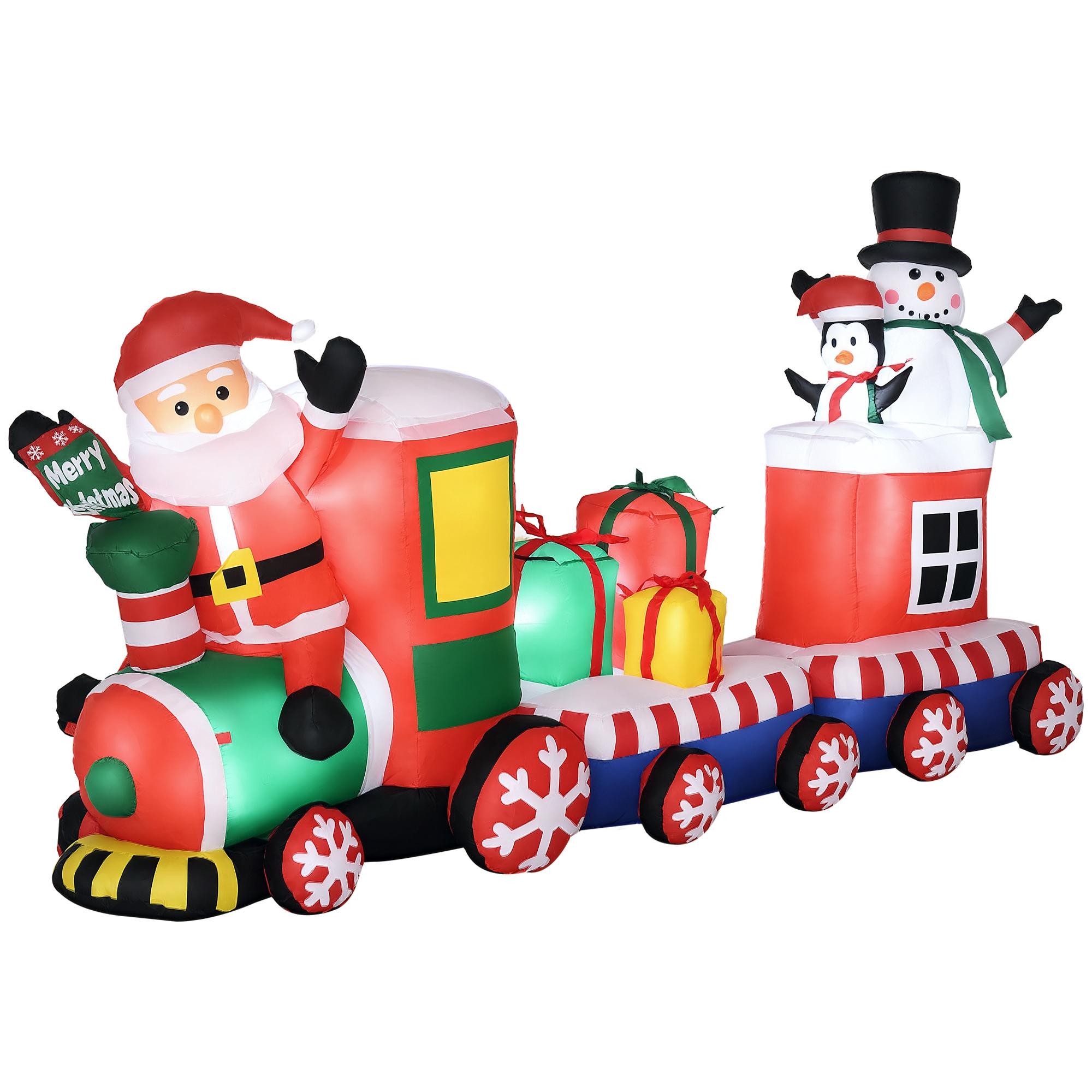 8 ft Christmas Train Inflatable with Built-In LED Lights