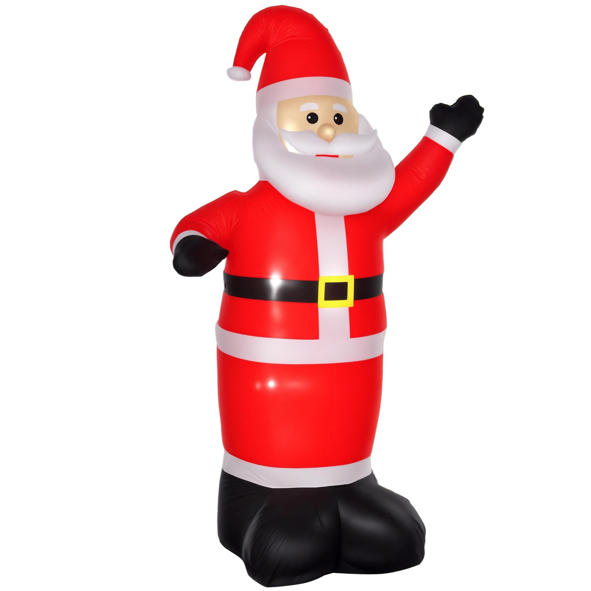 8ft Waving Santa Inflatable with Built-In LED Lights
