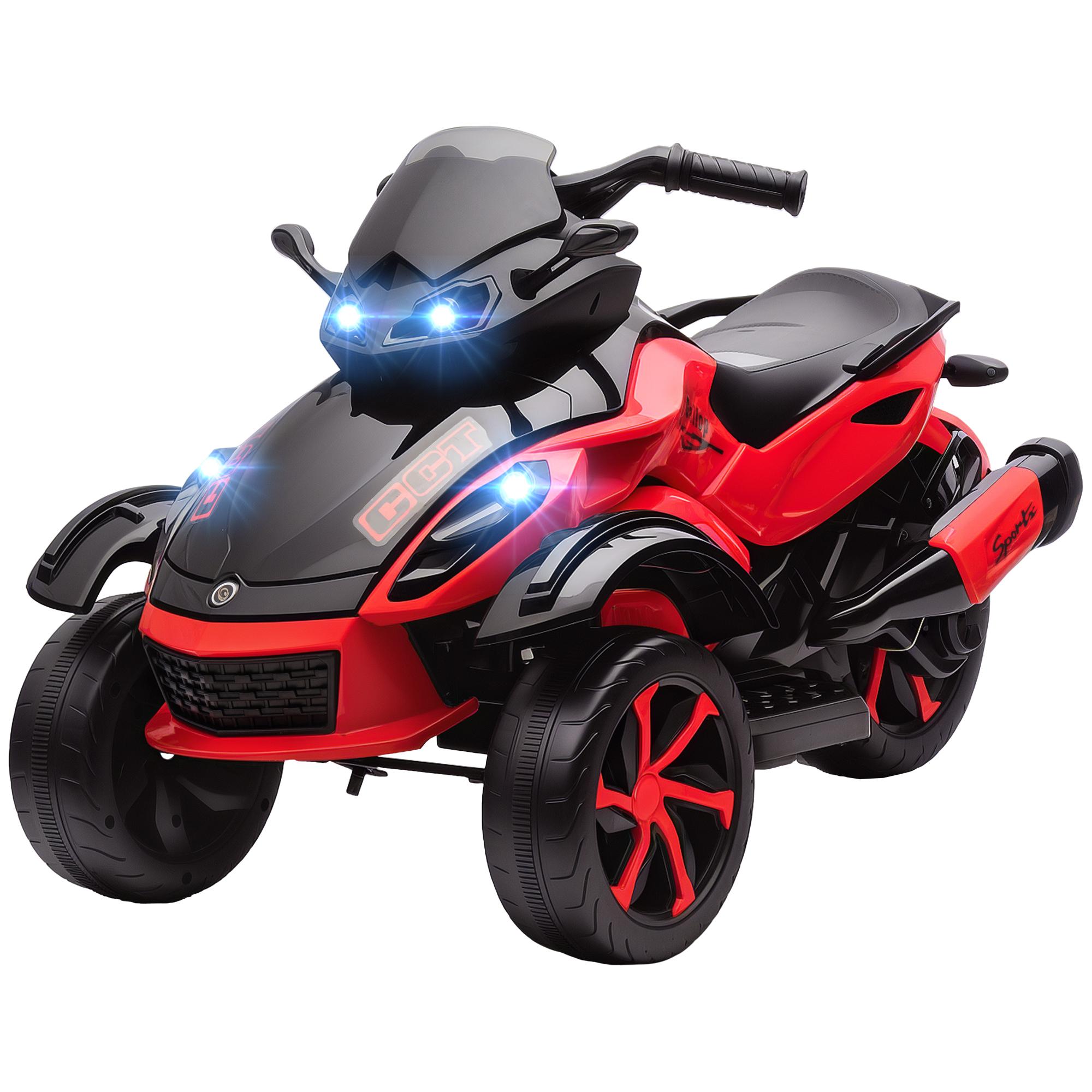 red electric kids quad with front suspension and LED lights