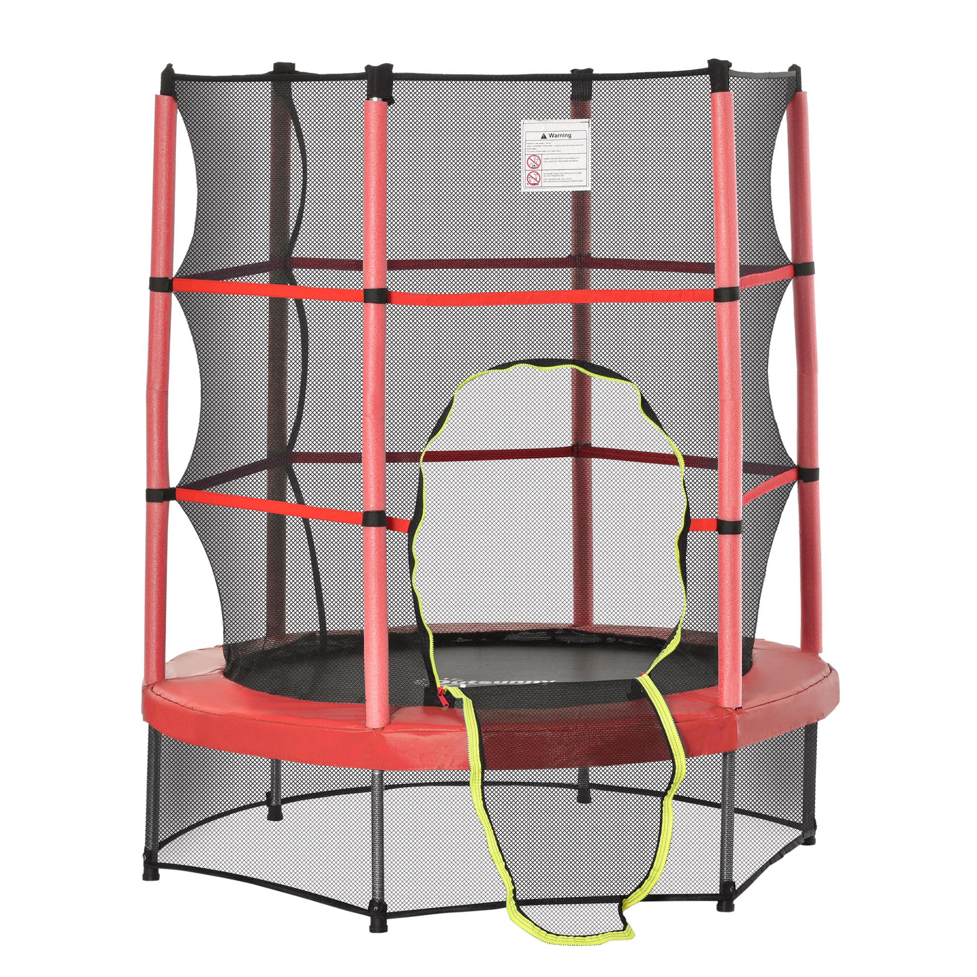 Red 55 Inch Kids Trampoline with Enclosure Net