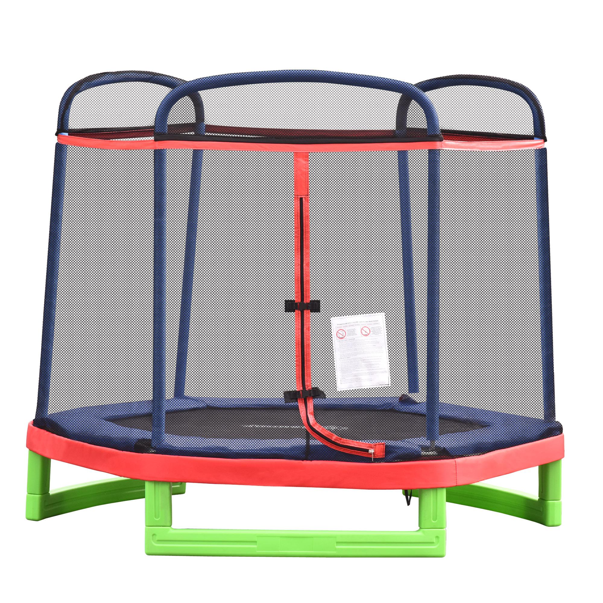 Red 84.75 Inch Kids Trampoline with Safety Net