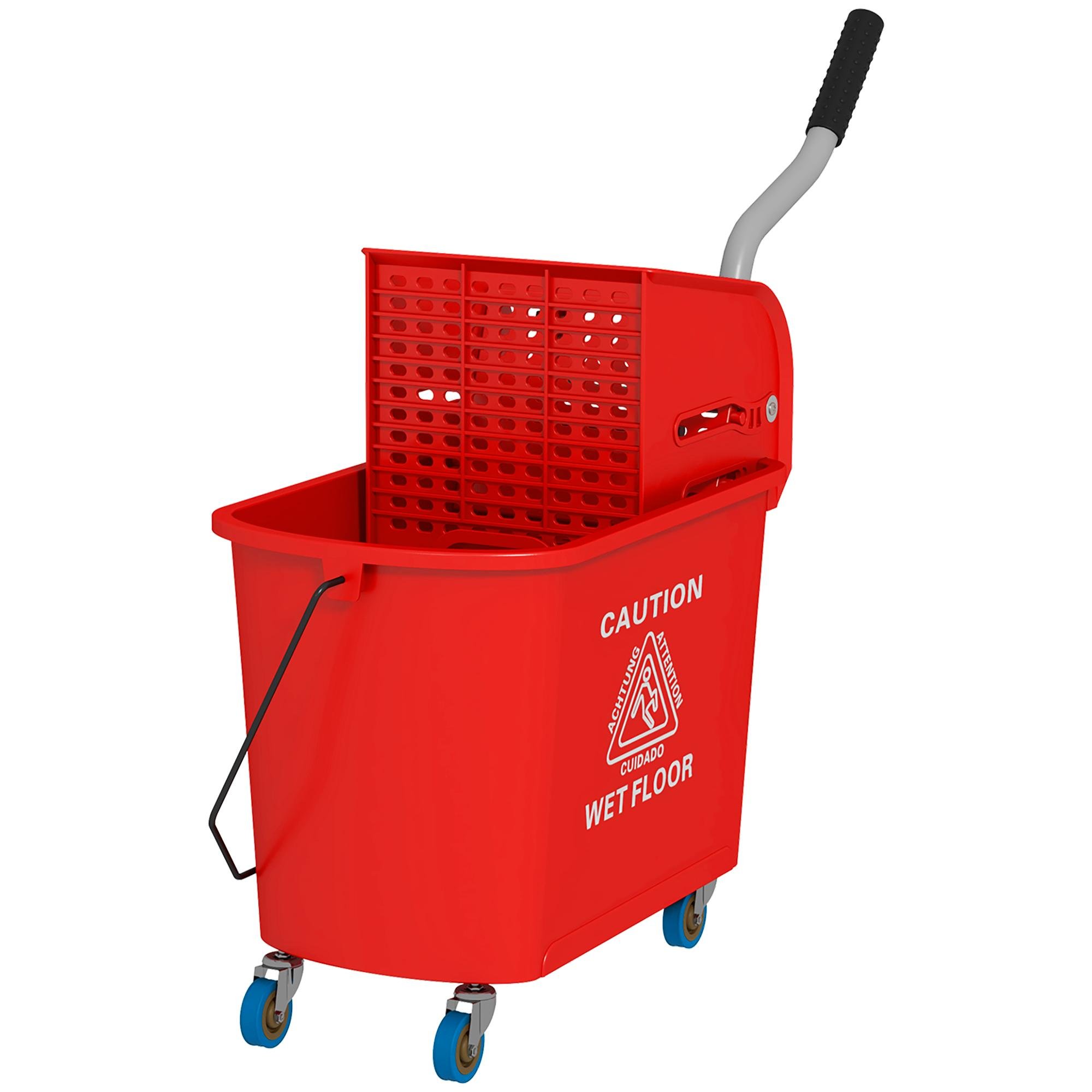 Red 20 Litre Mop Bucket with Wringer for Small Rooms