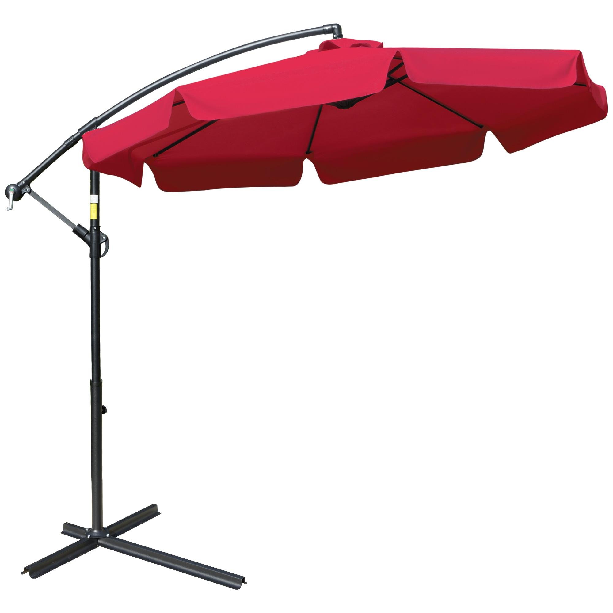 Red 8.7 ft Offset Umbrella with Crank Tilt Adjustment