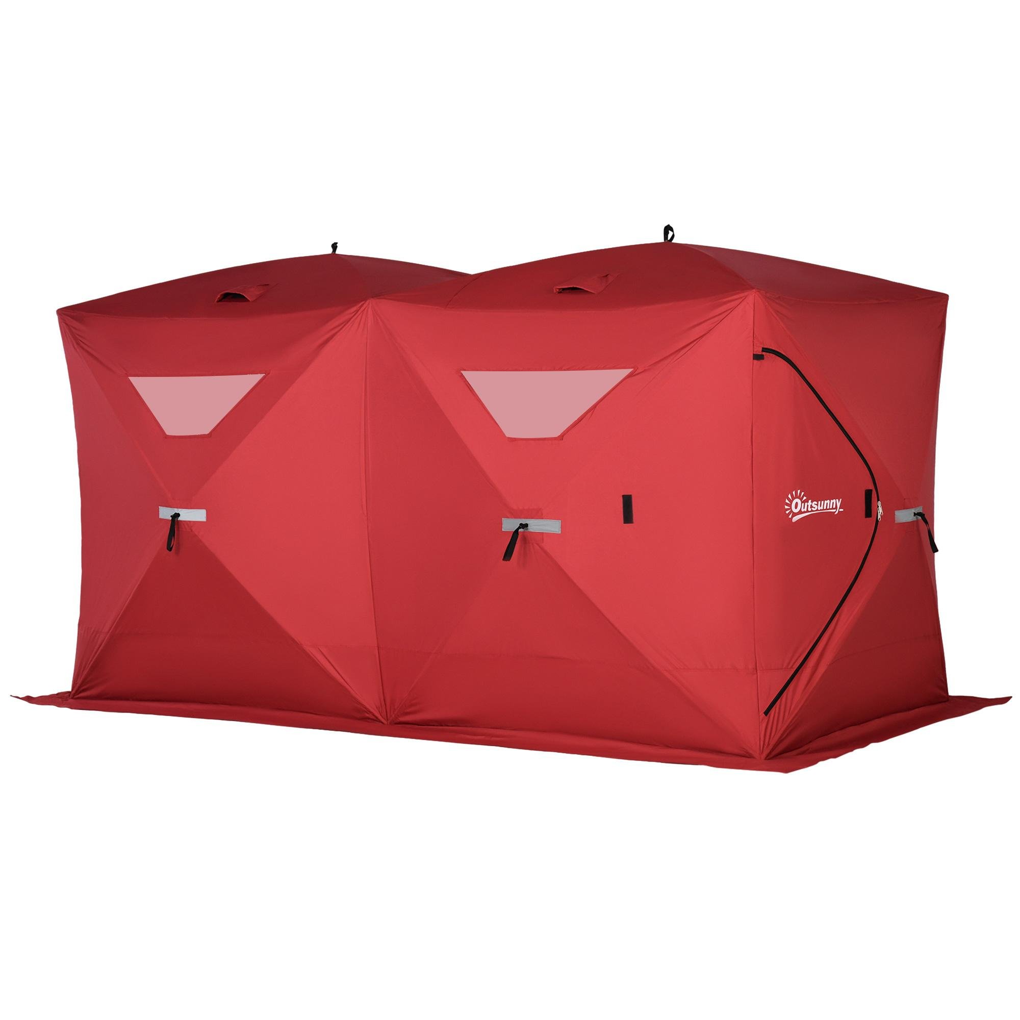 Red 5-8 Person Ice Shelter with Pop-Up Design