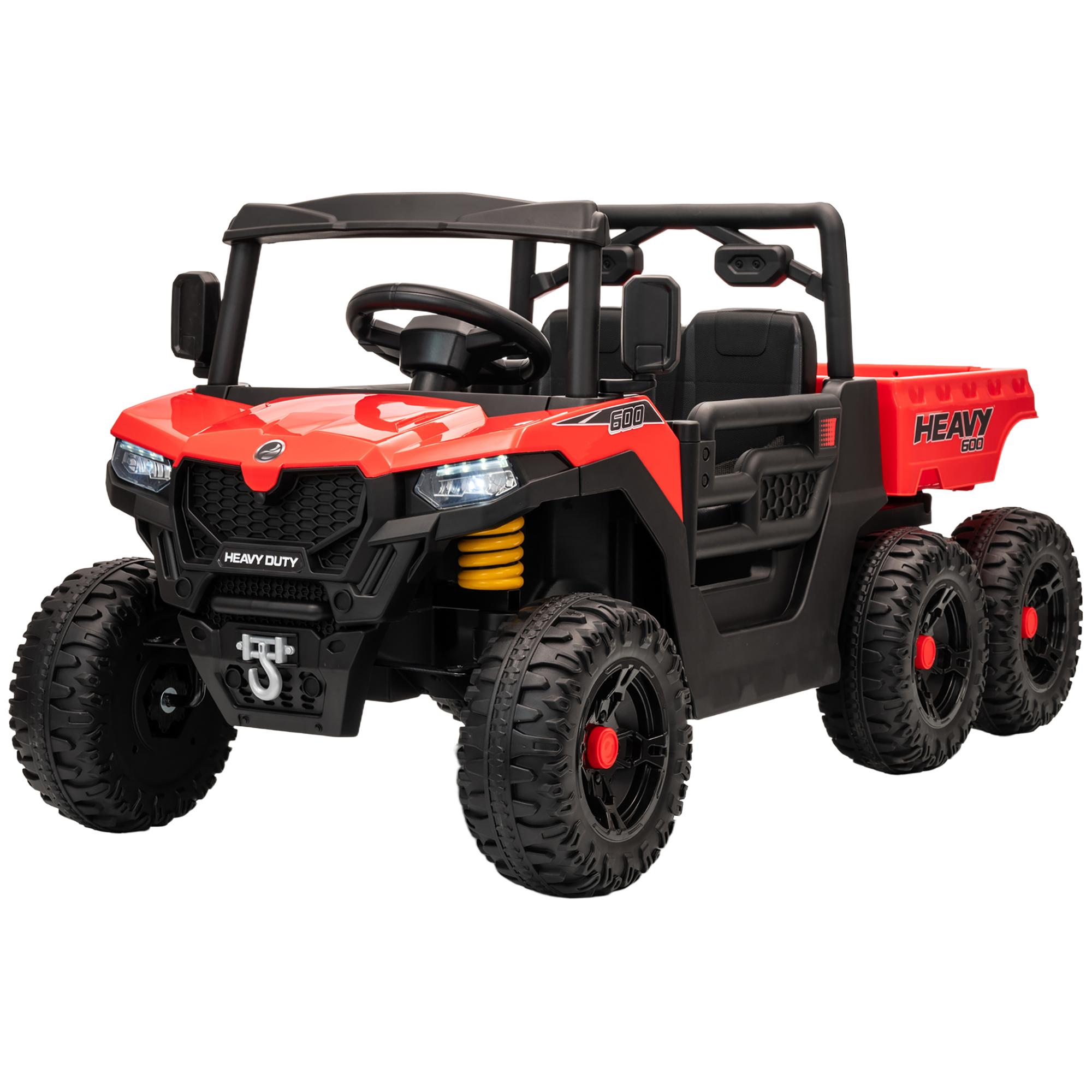 Red 24V Six Wheel Truck Ride-On with Remote and Dump Bed