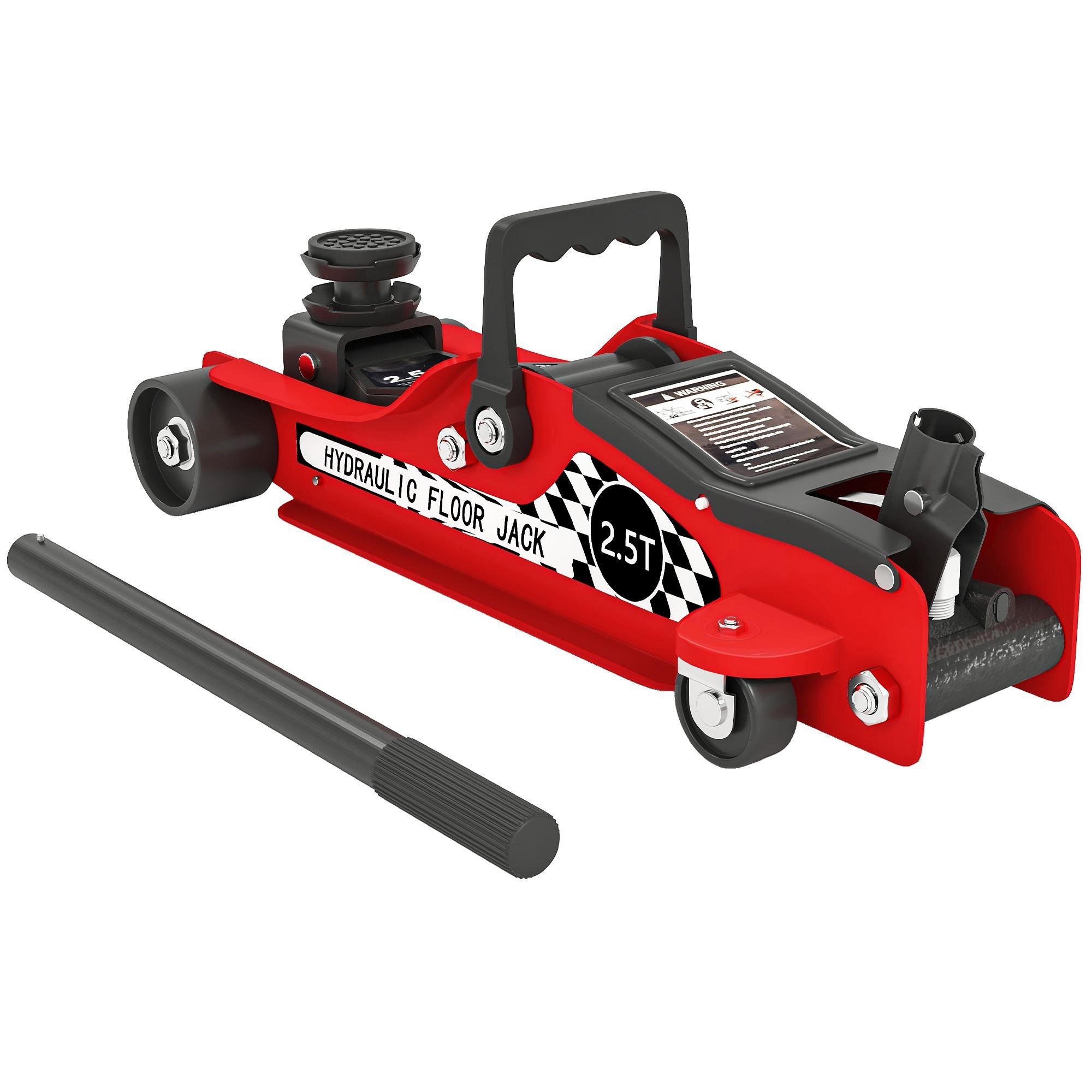 Red 2.5 Ton Floor Jack, 3.1-14.1 in Lift Range