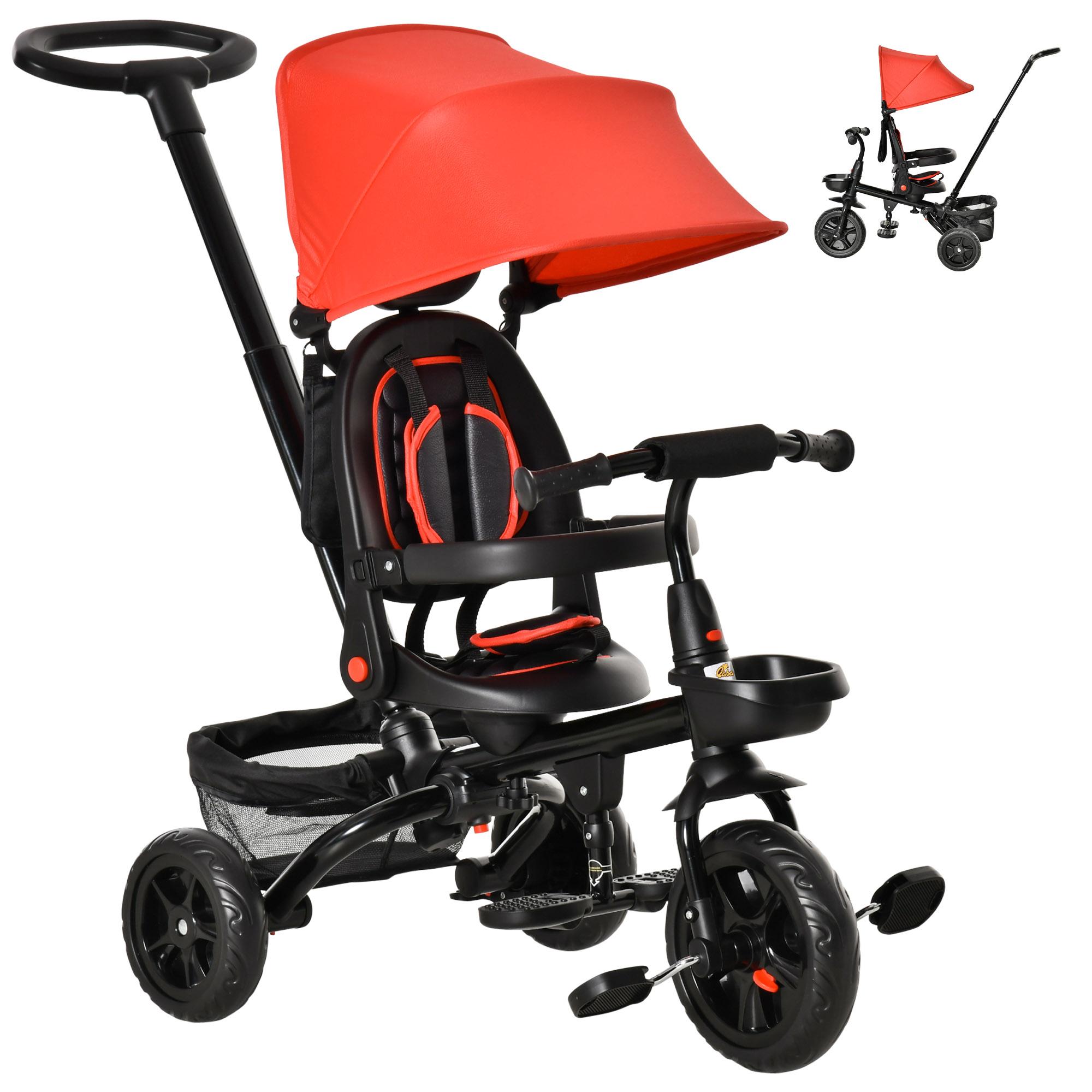 Red Stroller Tricycle with 5 Riding Modes